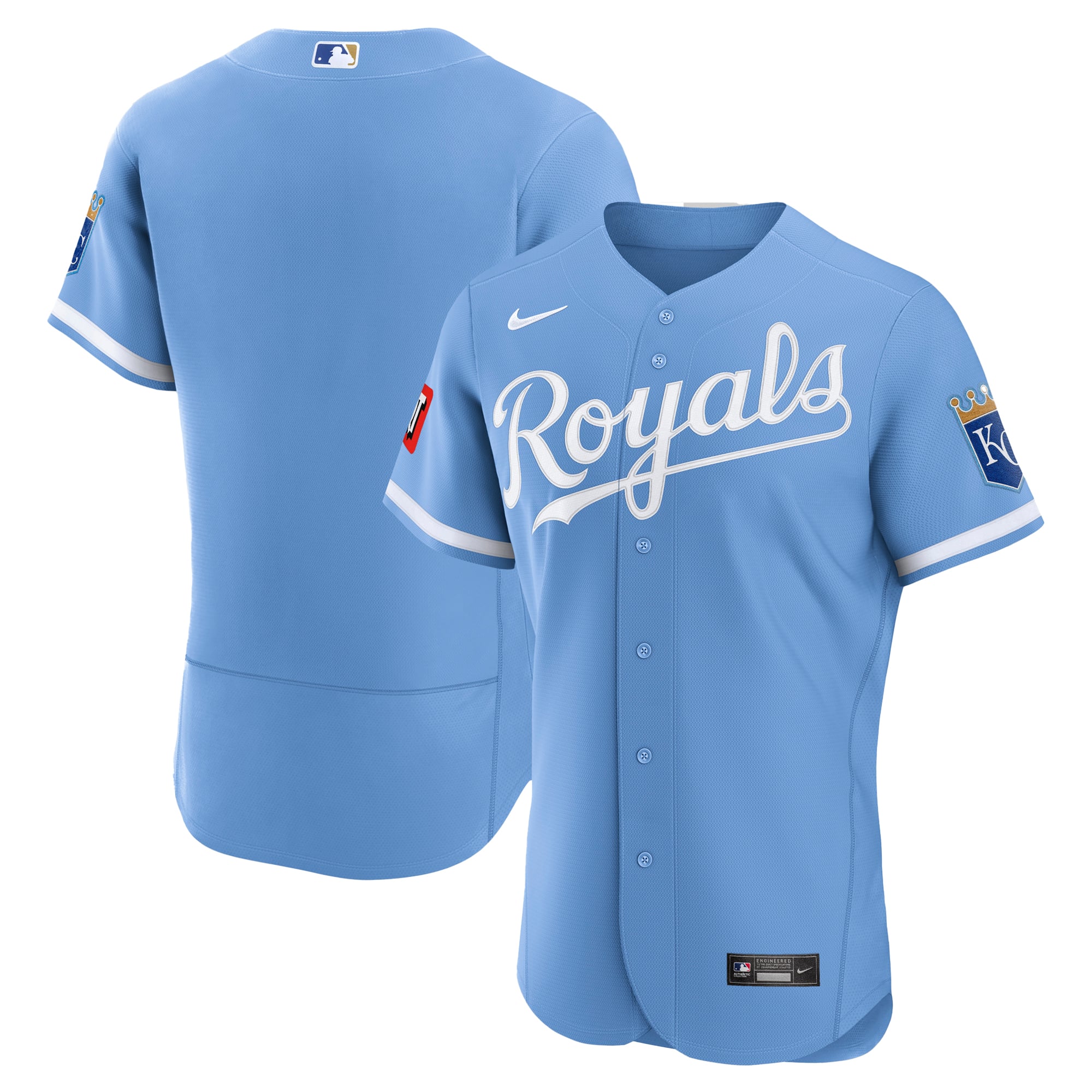 Men's Nike Light Blue Kansas City Royals Alternate Sponsor Patch Authentic Jersey