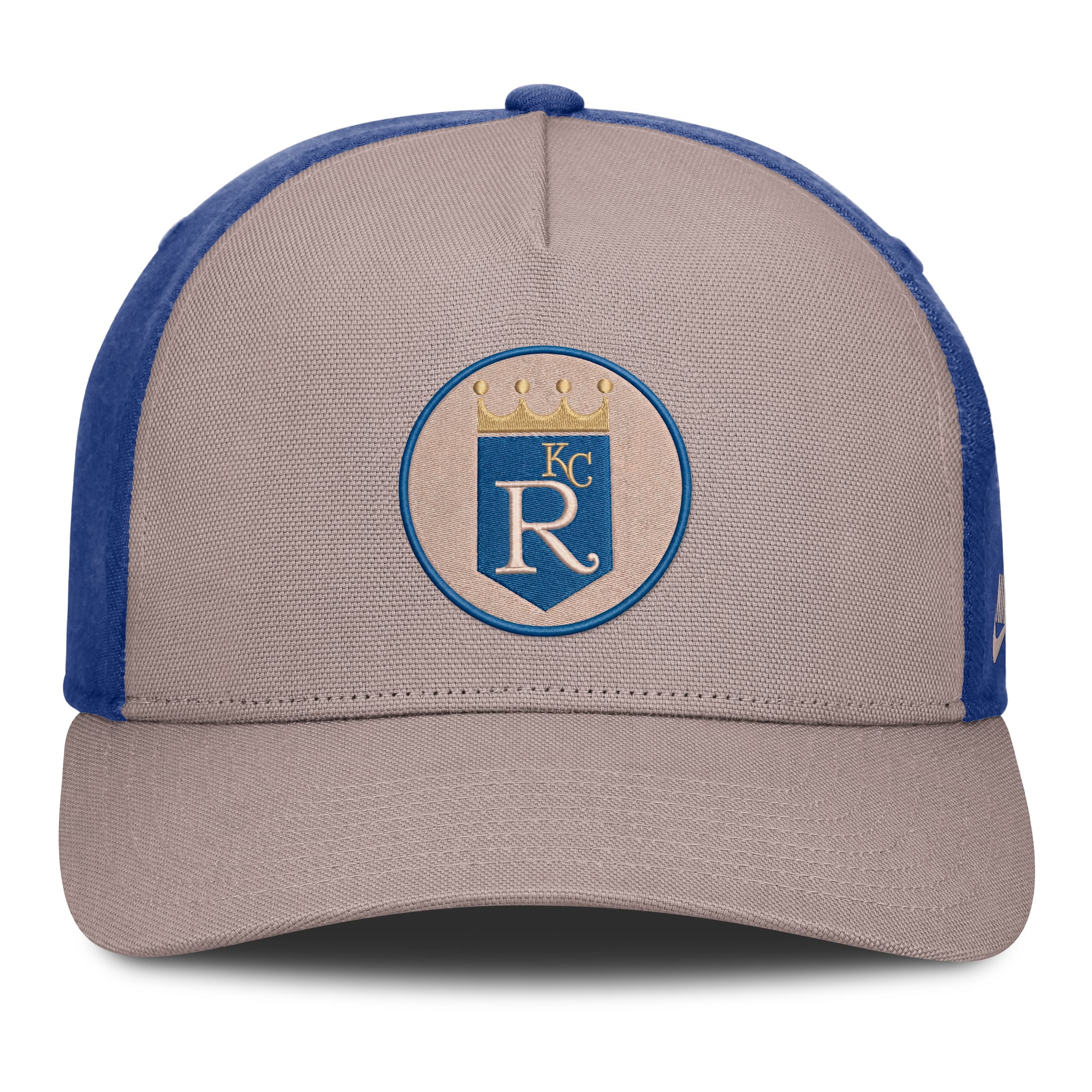 Casquette ajustable Nike pour homme, marron clair/bleu roi, Kansas City Royals Cooperstown Rise, modèle A-Frame