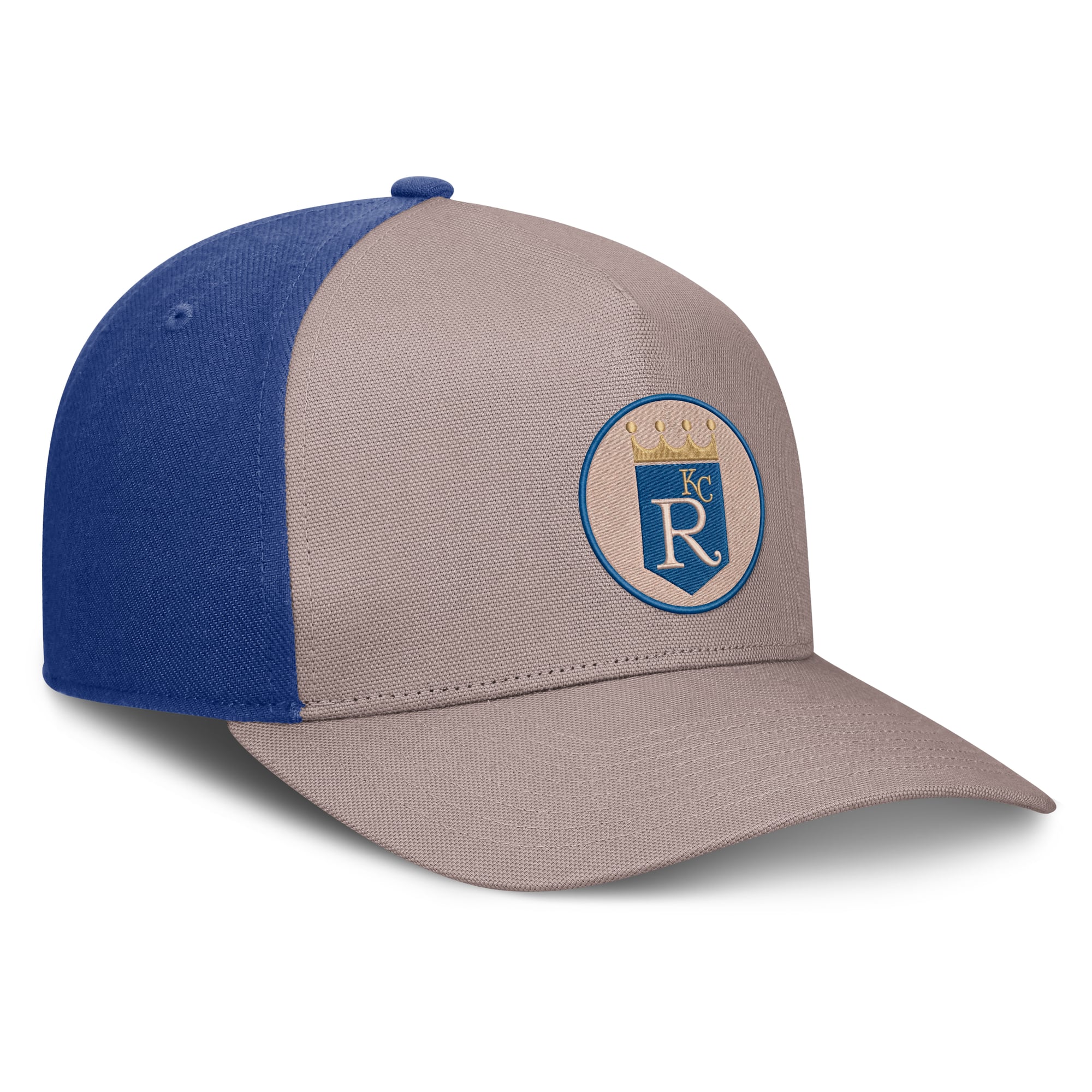 Casquette ajustable Nike pour homme, marron clair/bleu roi, Kansas City Royals Cooperstown Rise, modèle A-Frame