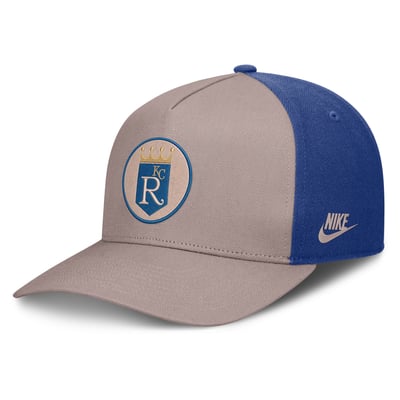 Kansas City Royals Nike Cooperstown Rise A-Frame Adjustable Hat - Light Brown/Royal