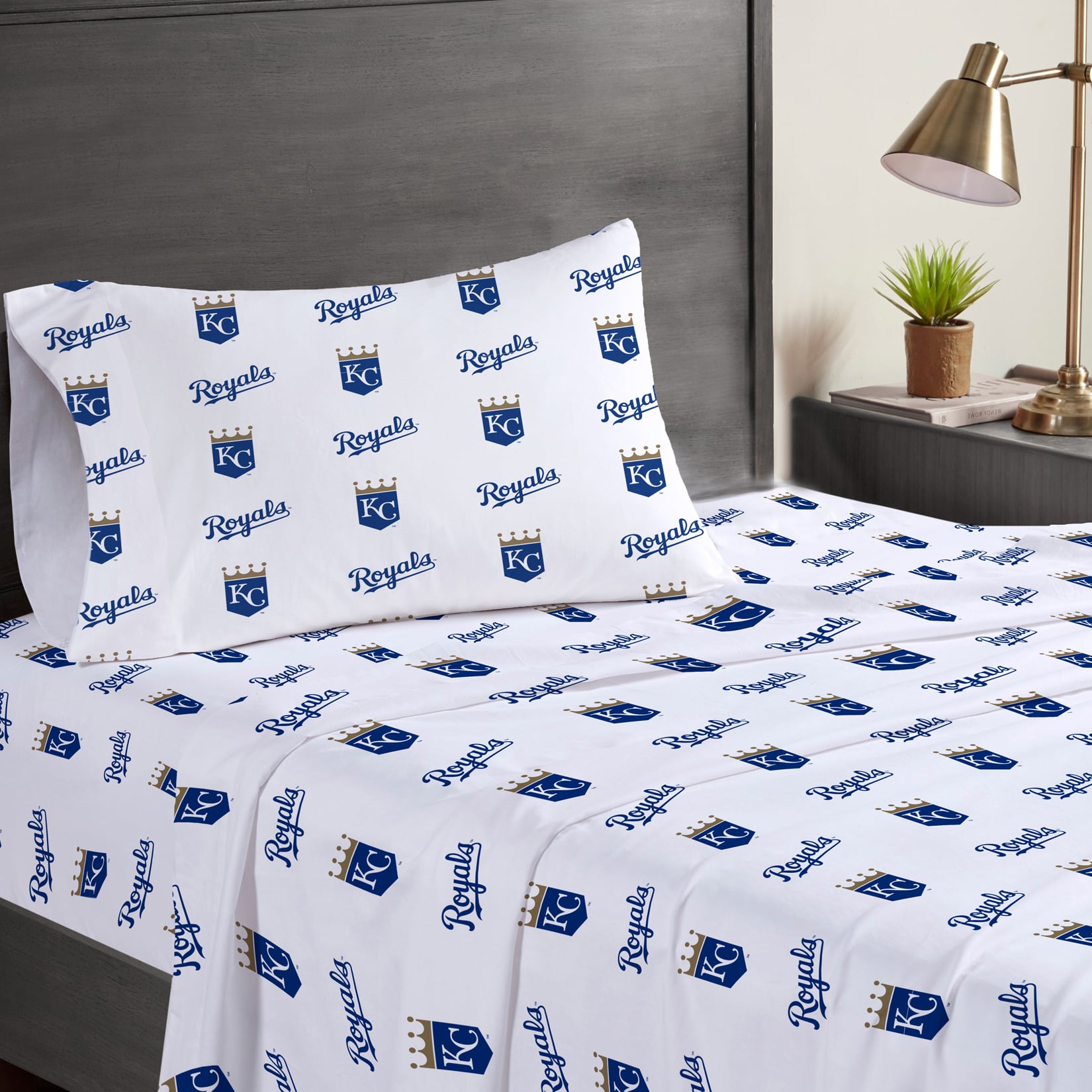 Ensemble de draps trois pièces Pegasus Kansas City Royals pour lit simple