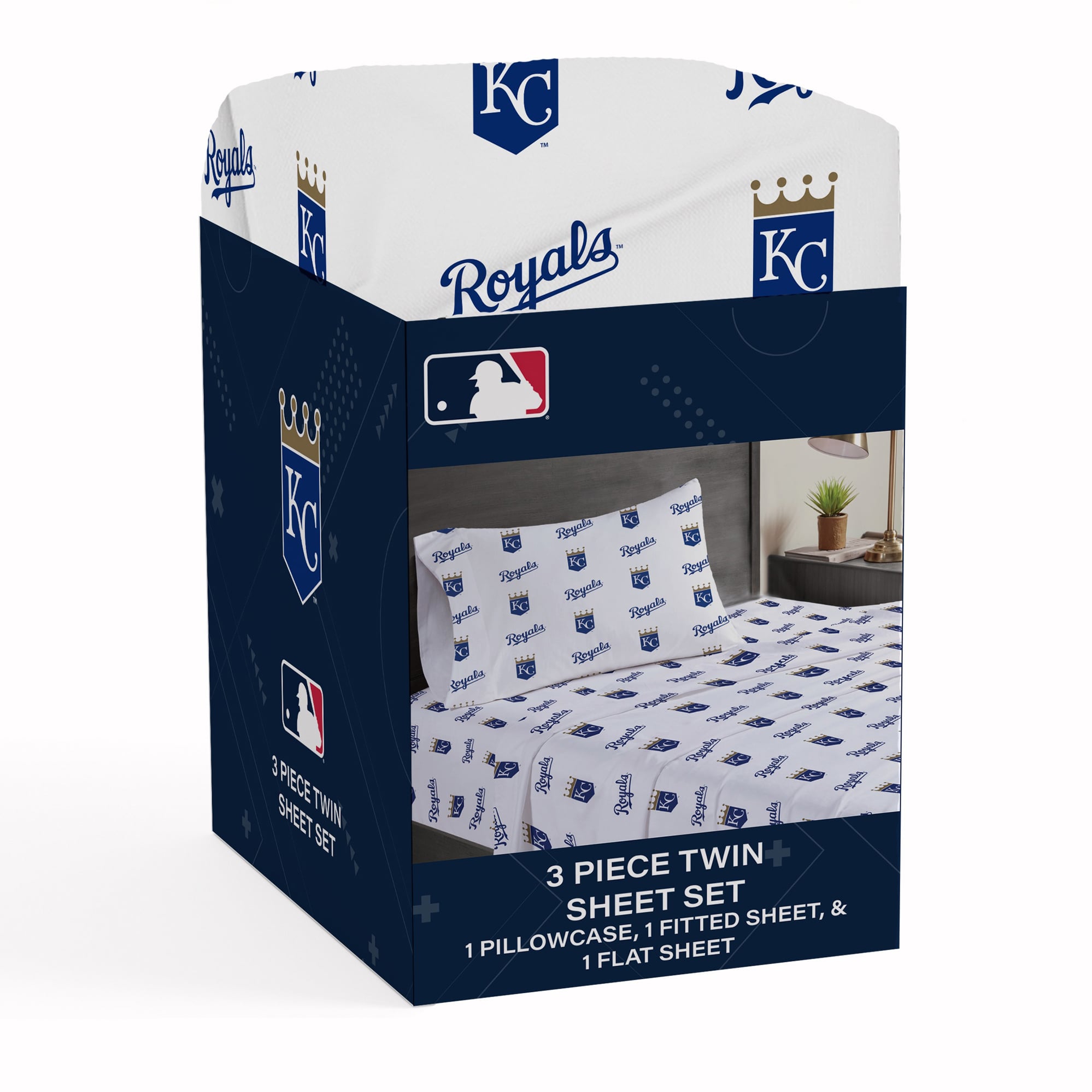 Ensemble de draps trois pièces Pegasus Kansas City Royals pour lit simple