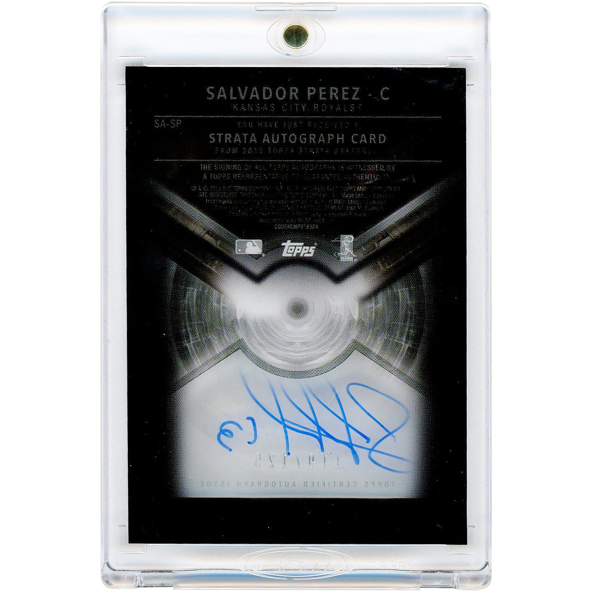 Carte autographiée de Salvador Perez, Kansas City Royals, Topps Strata 2015 #SA-SP #119/125