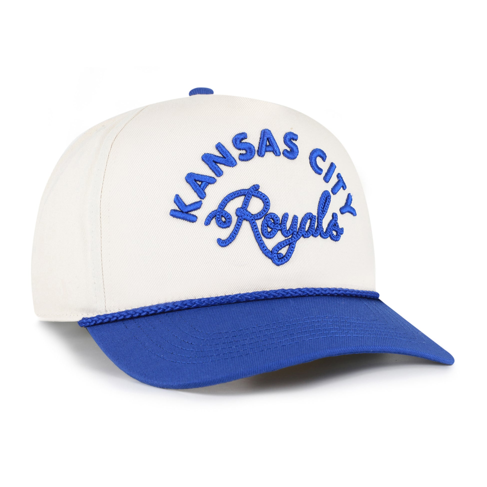 Unisex '47 Natural/Royal Kansas City Royals Rope Script Hitch Adjustable Hat