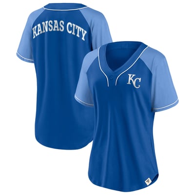 Kansas City Royals Fanatics Women's Bunt Raglan V-Neck T-Shirt - Royal