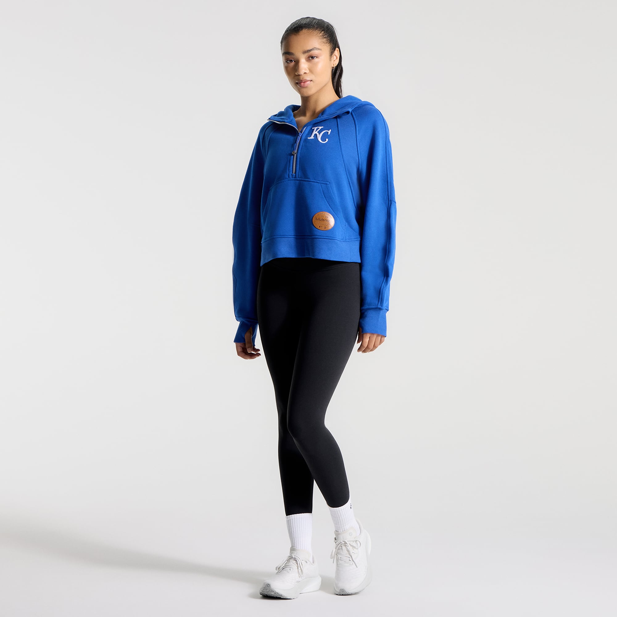 Sweat à capuche zippé oversize demi-hauteur Lululemon Cyber ​​Blue Kansas City Royals pour femme