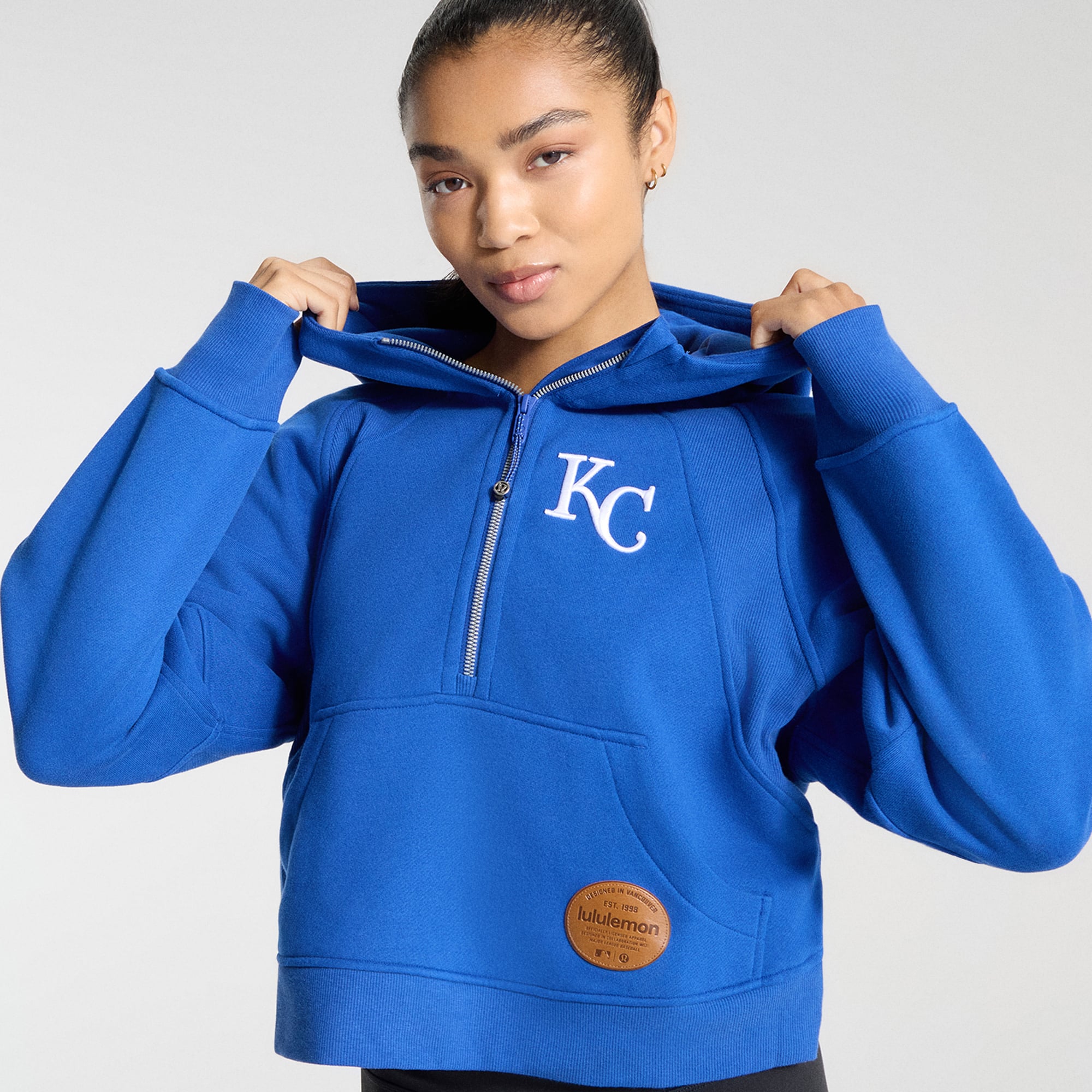 Sweat à capuche zippé oversize demi-hauteur Lululemon Cyber ​​Blue Kansas City Royals pour femme