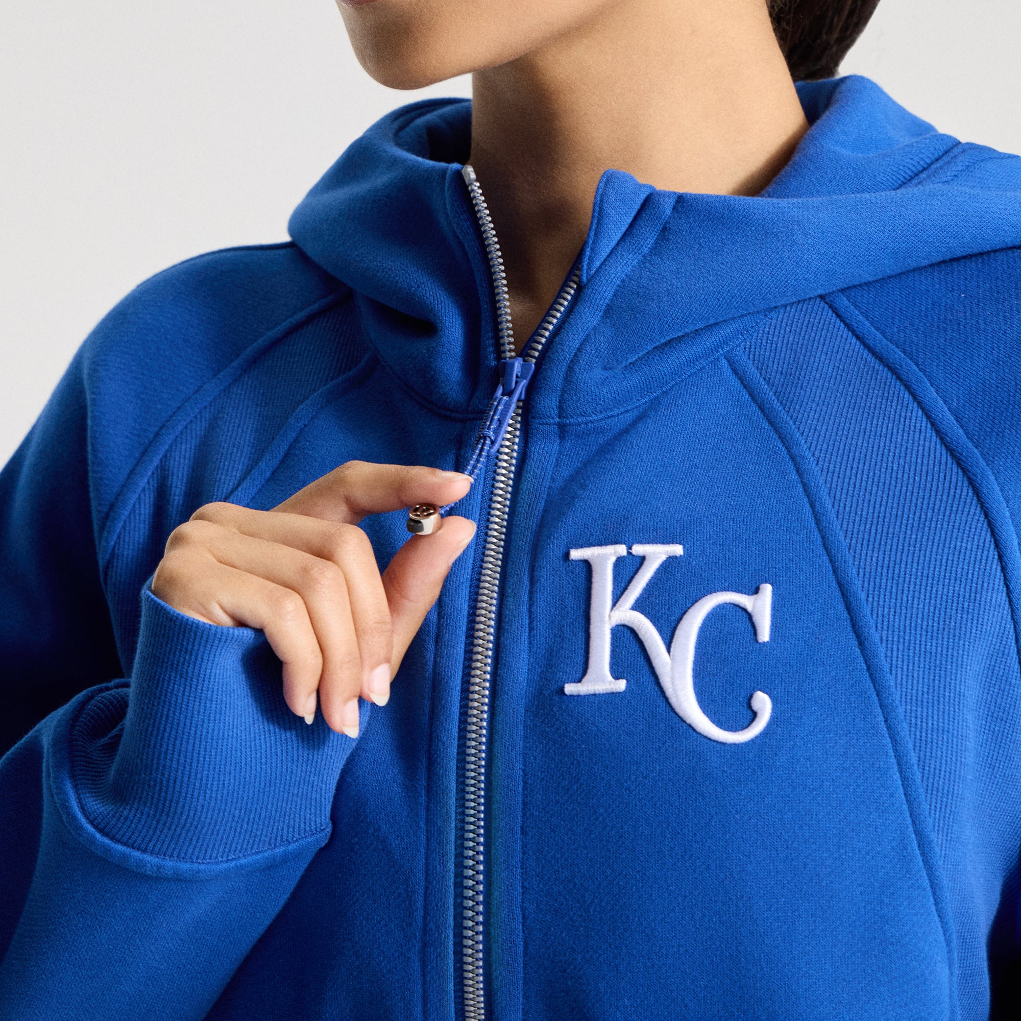 Sweat à capuche zippé oversize demi-hauteur Lululemon Cyber ​​Blue Kansas City Royals pour femme