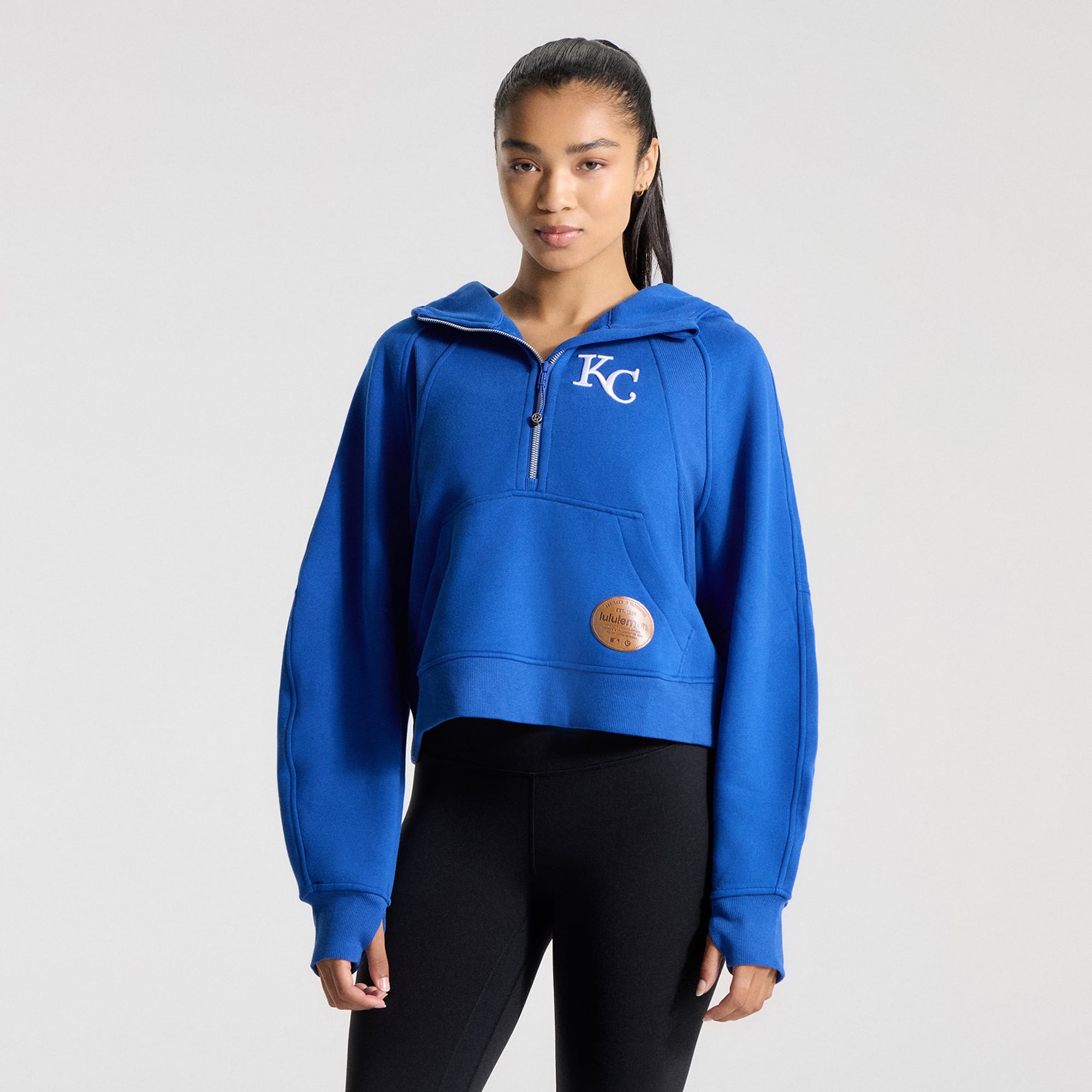 Sweat à capuche zippé oversize demi-hauteur Lululemon Cyber Blue Kansas City Royals pour femme