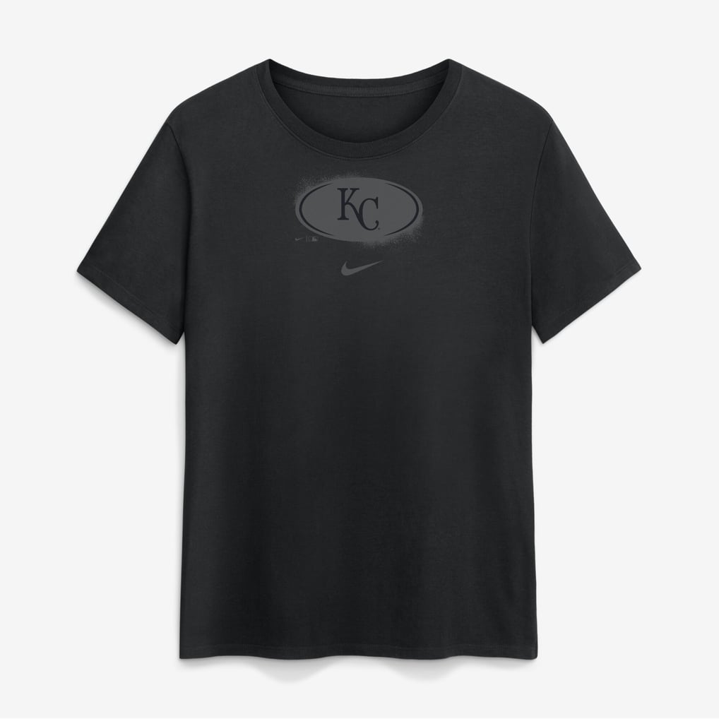 レディース ナイキ ブラック カンザスシティ・ロイヤルズ ブラック オン ブラック コットン Tシャツ
