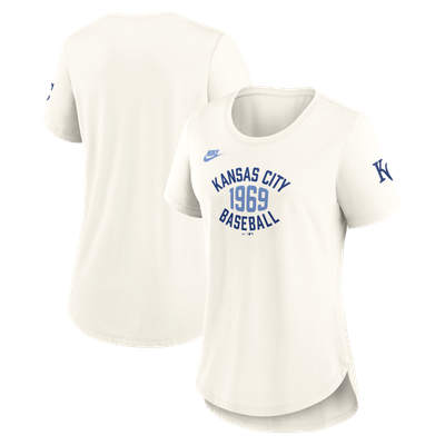 Kansas City Royals Nike Women's Cooperstown Vintage-Inspired Tri-Blend T-Shirt - Cream

