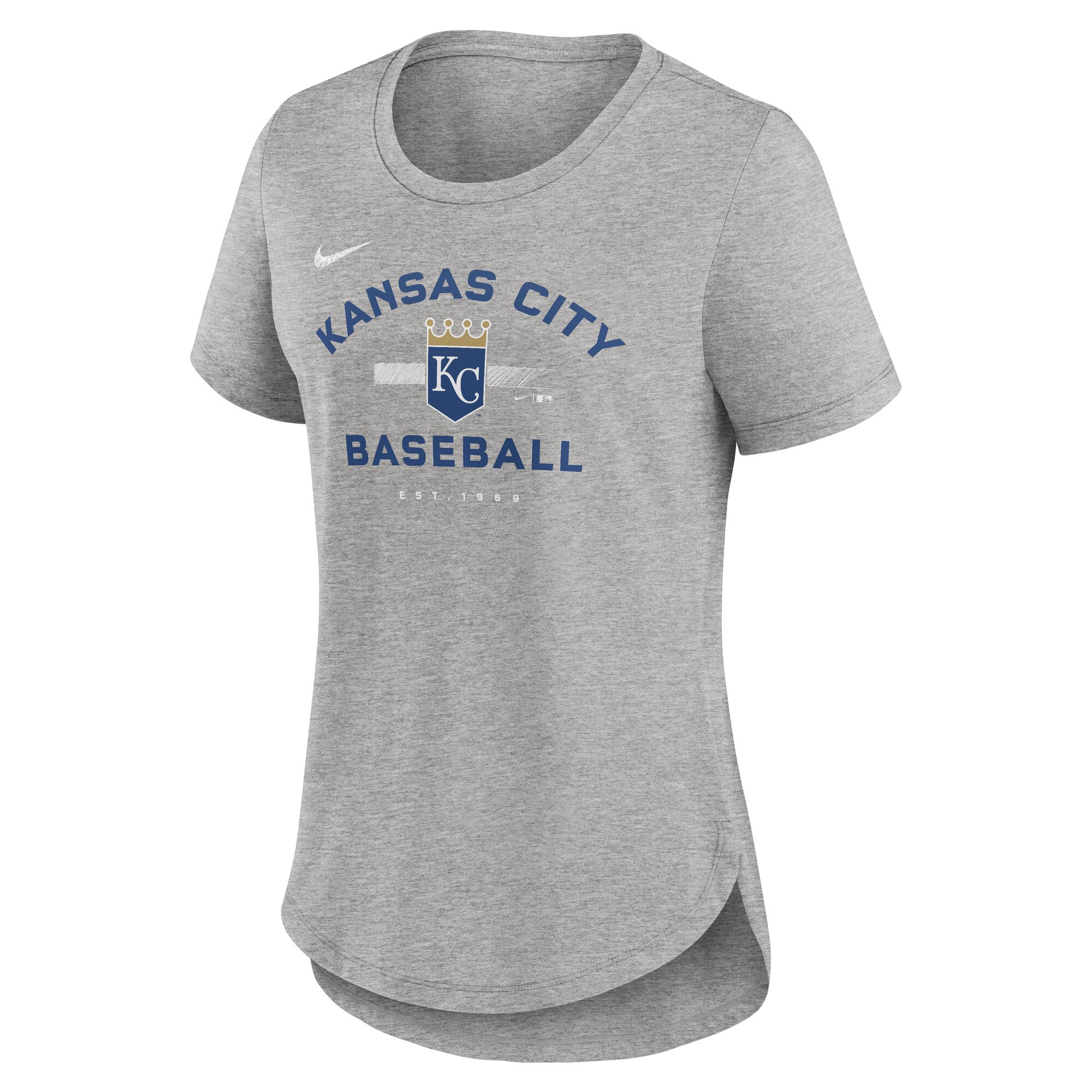 Women's Nike Heather Gray Kansas City Royals Hot Prospect Tri-Blend T-Shirt
