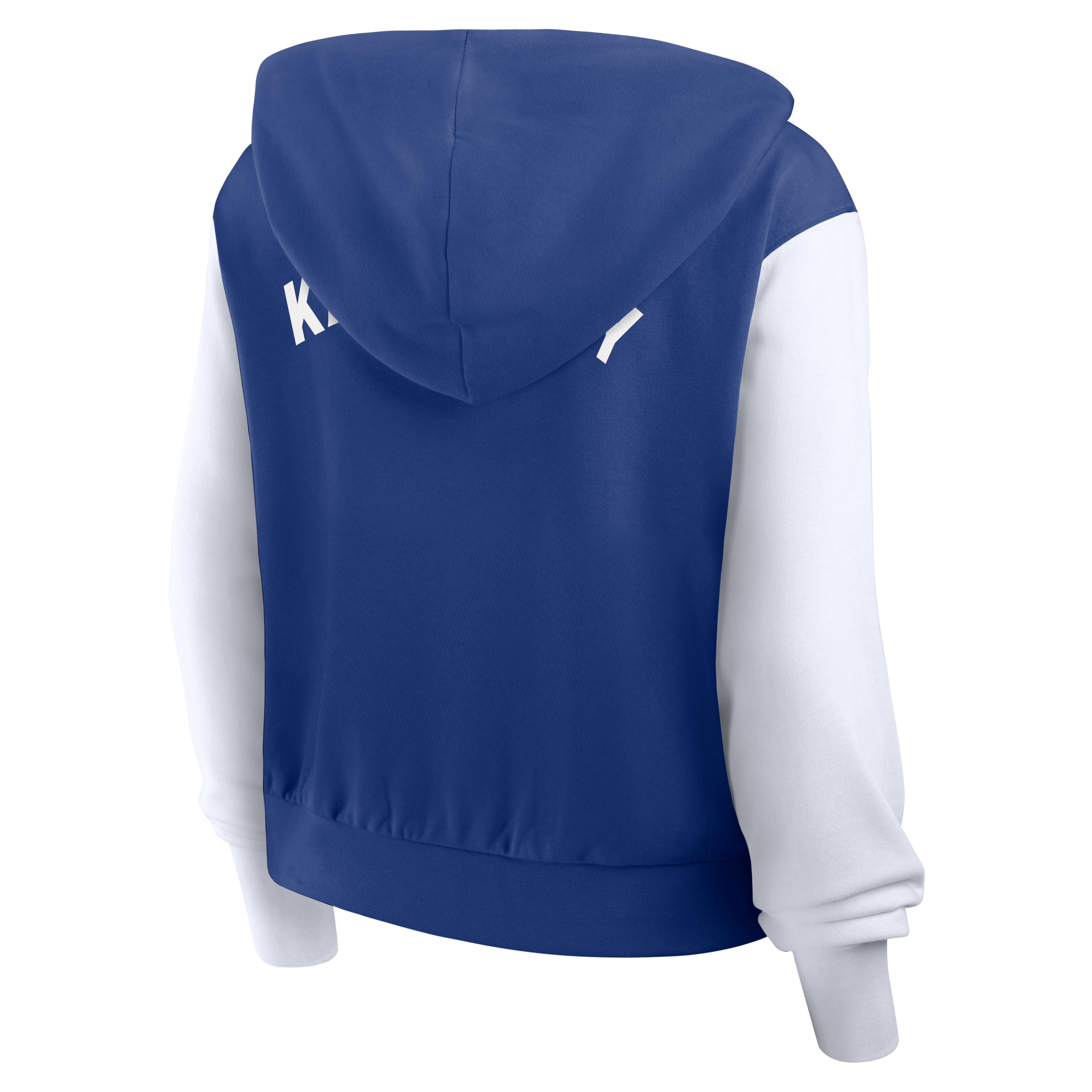 Sweat à capuche court zippé Nike royal Kansas City Royals Cooperstown Collection pour femme, bleu et blanc