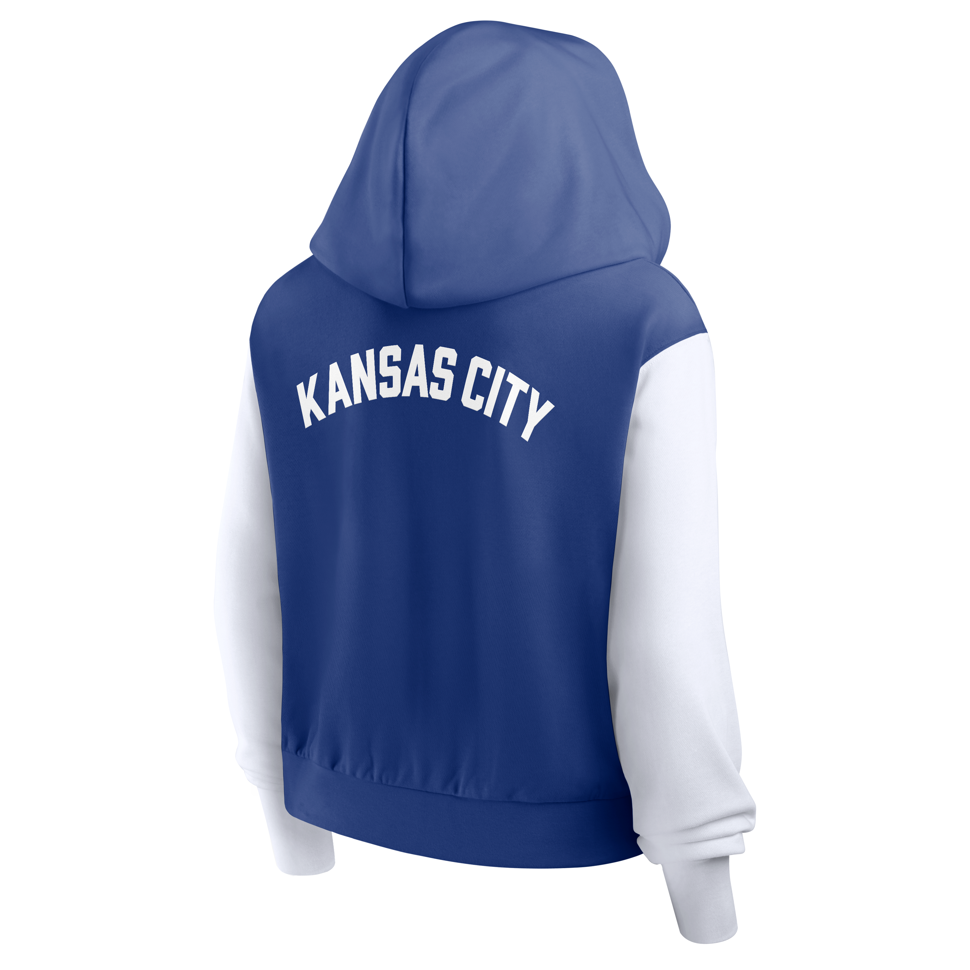 Sweat à capuche court zippé Nike royal Kansas City Royals Cooperstown Collection pour femme, bleu et blanc