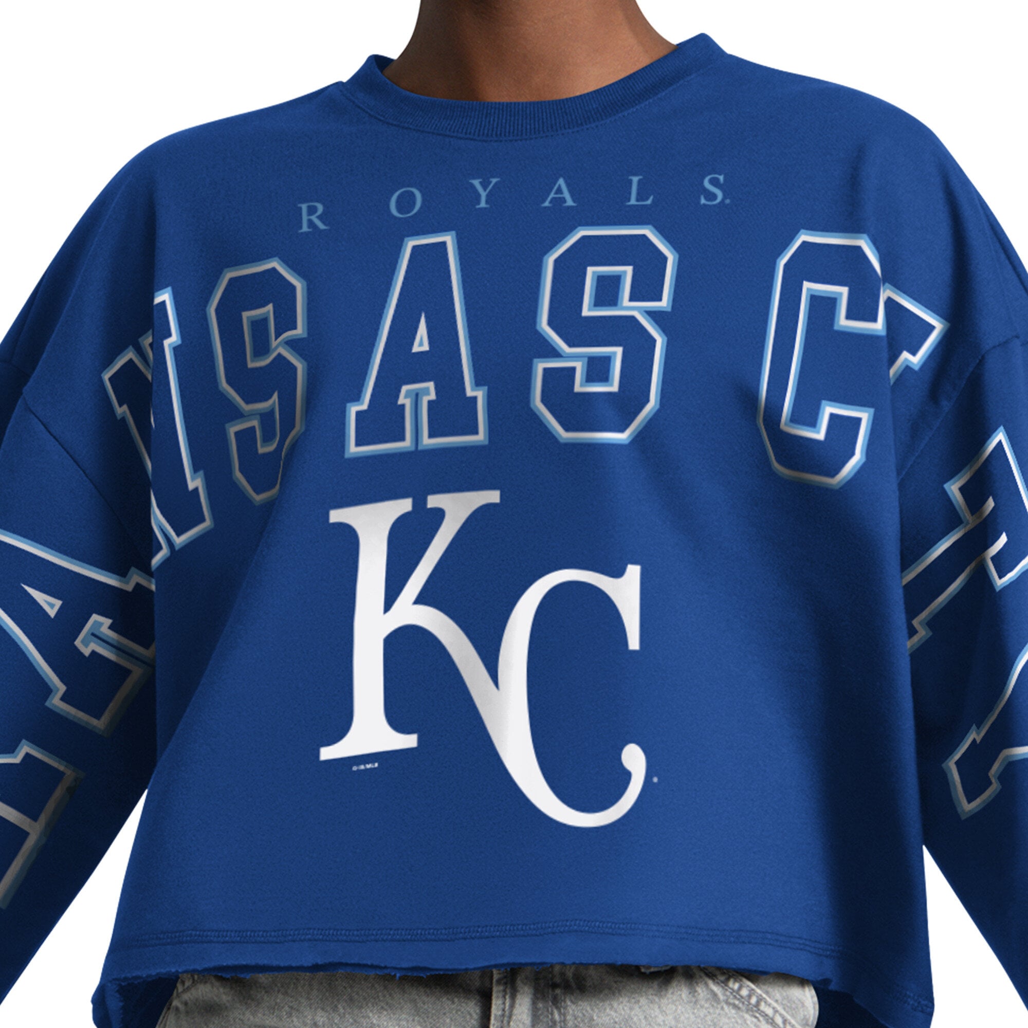Sweat-shirt court à col rond Starter Royal Kansas City Royals Bleachers II pour femmes