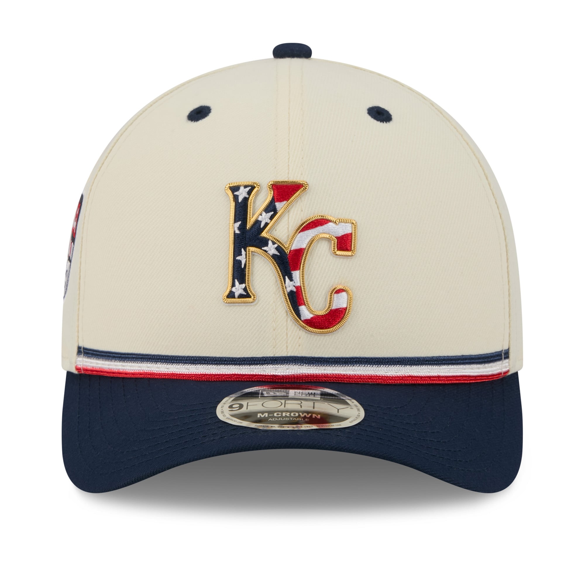 Youth New Era Cream/Navy Kansas City Royals USA 250 9FORTY M-Crown Adjustable Hat