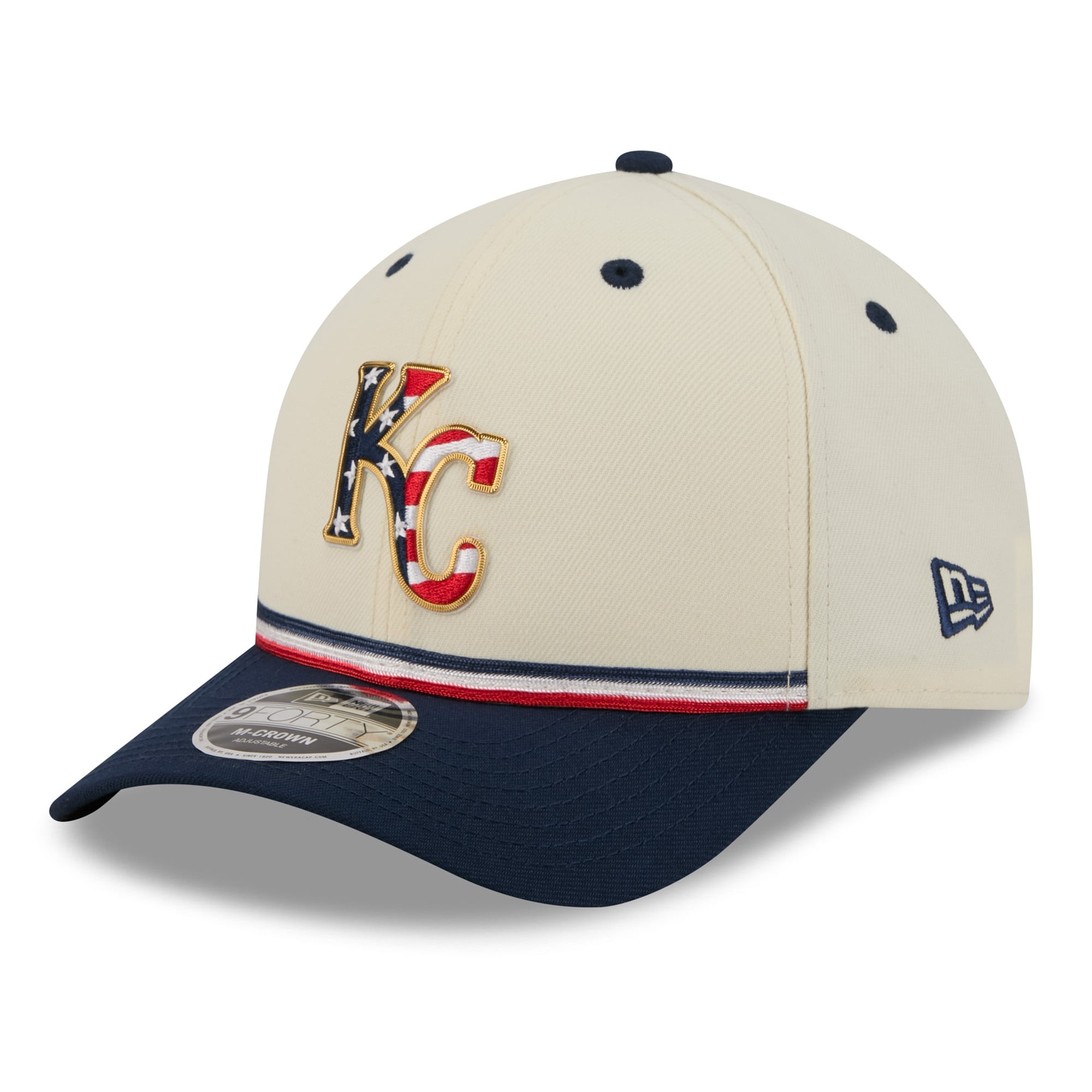 Youth New Era Cream/Navy Kansas City Royals USA 250 9FORTY M-Crown Adjustable Hat