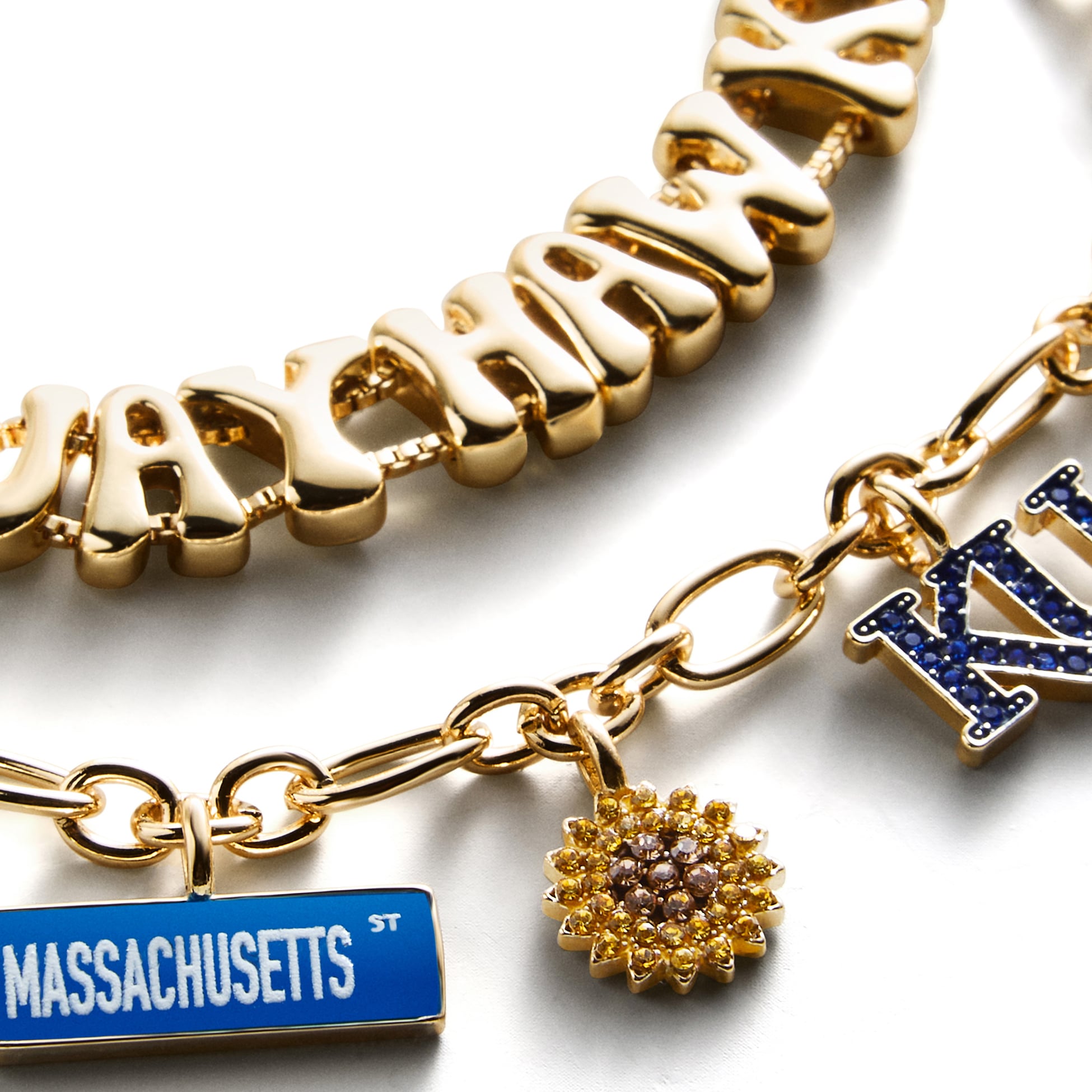 Ensemble de deux bracelets BaubleBar Kansas Jayhawks avec breloques délicates et slogan
