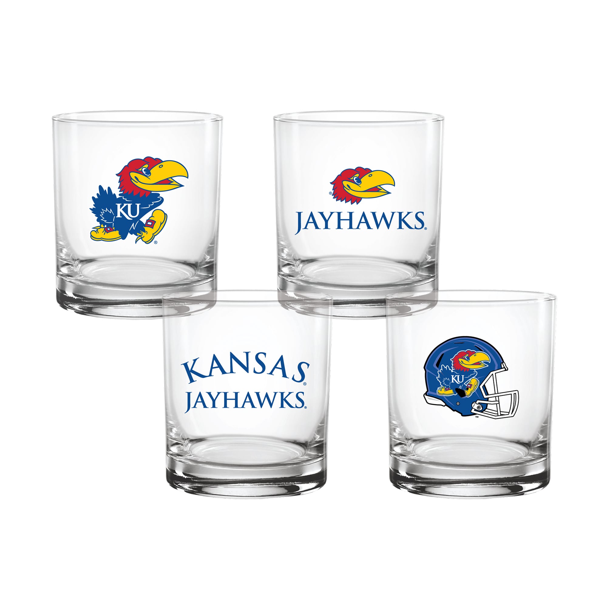 Coffret de 4 verres à whisky de collection Indigo Falls Kansas Jayhawks