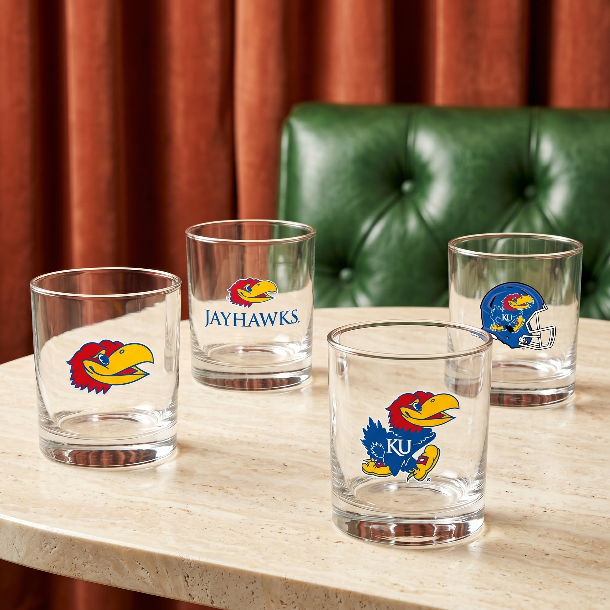Coffret de 4 verres à whisky de collection Indigo Falls Kansas Jayhawks