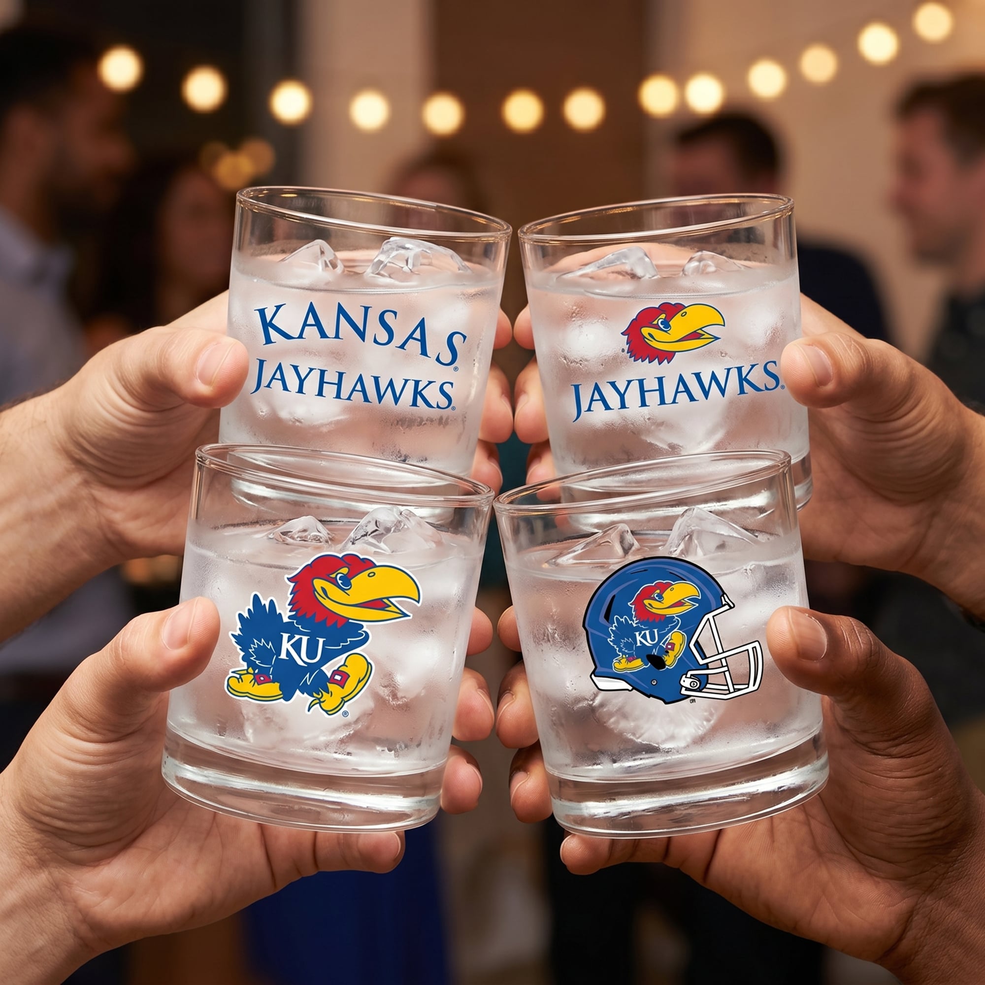 Coffret de 4 verres à whisky de collection Indigo Falls Kansas Jayhawks