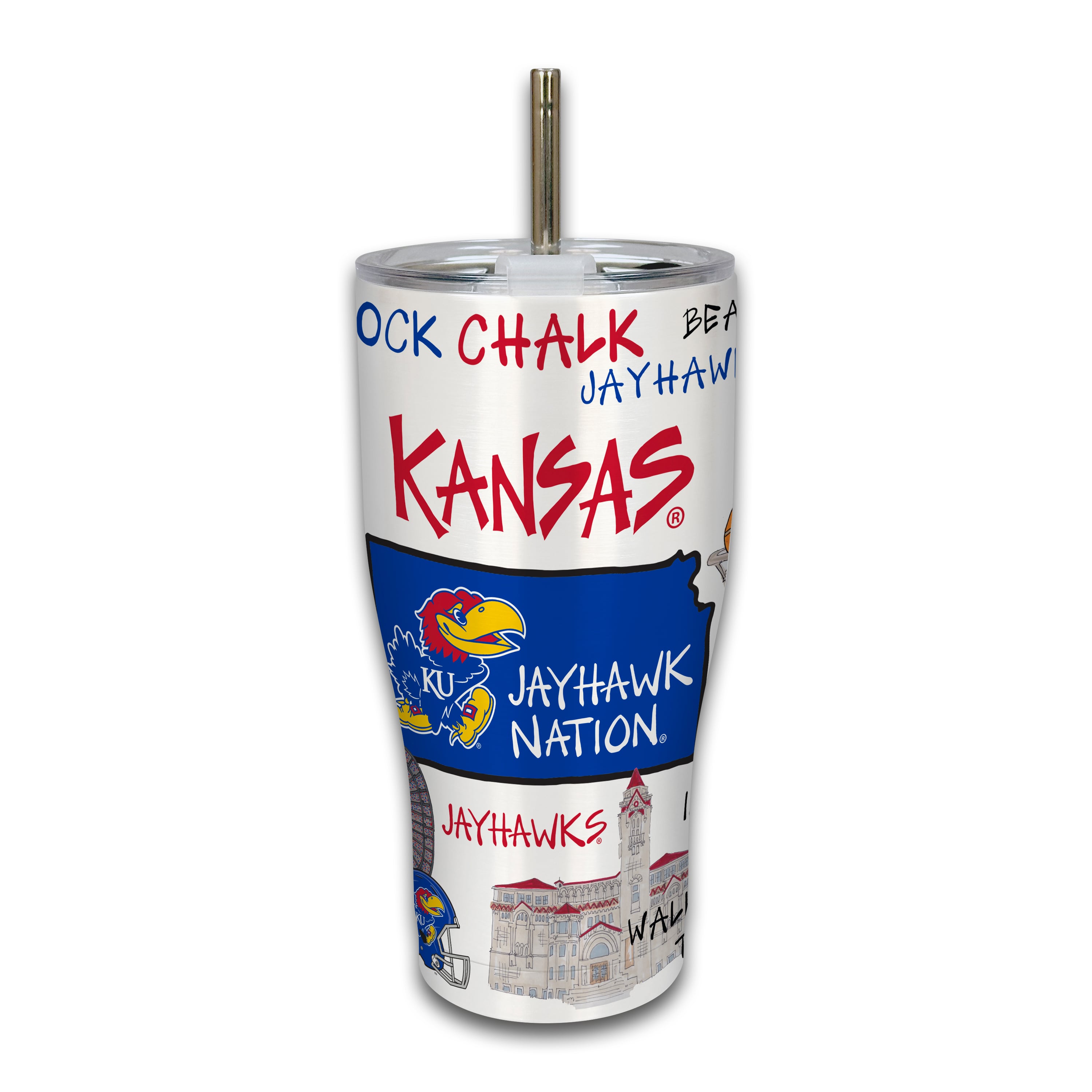 Gobelet isotherme Kansas Jayhawks Icon en métal de 887 ml (30 oz)