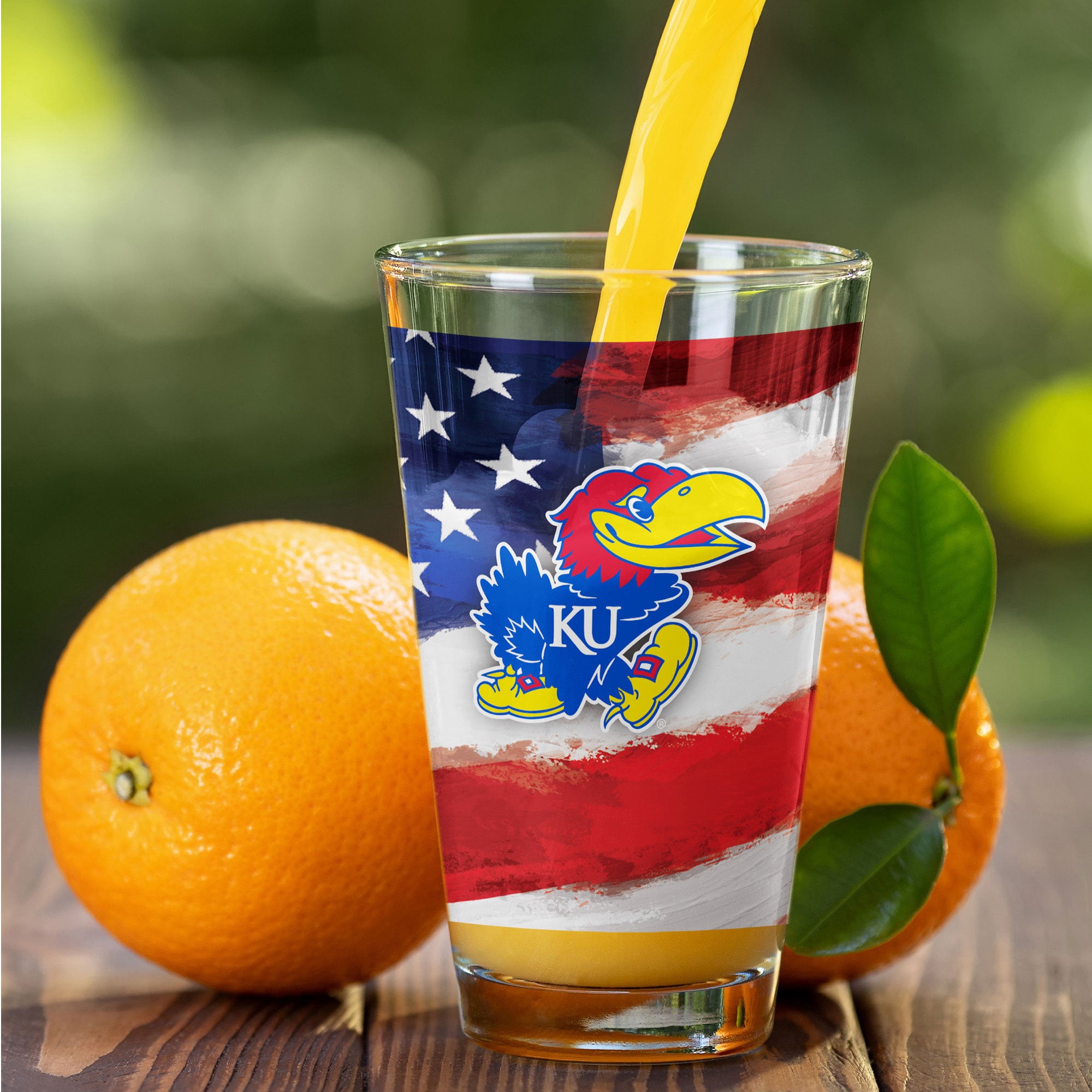 Ensemble de deux verres à bière Kansas Jayhawks de style américain de 473 ml (16 oz).