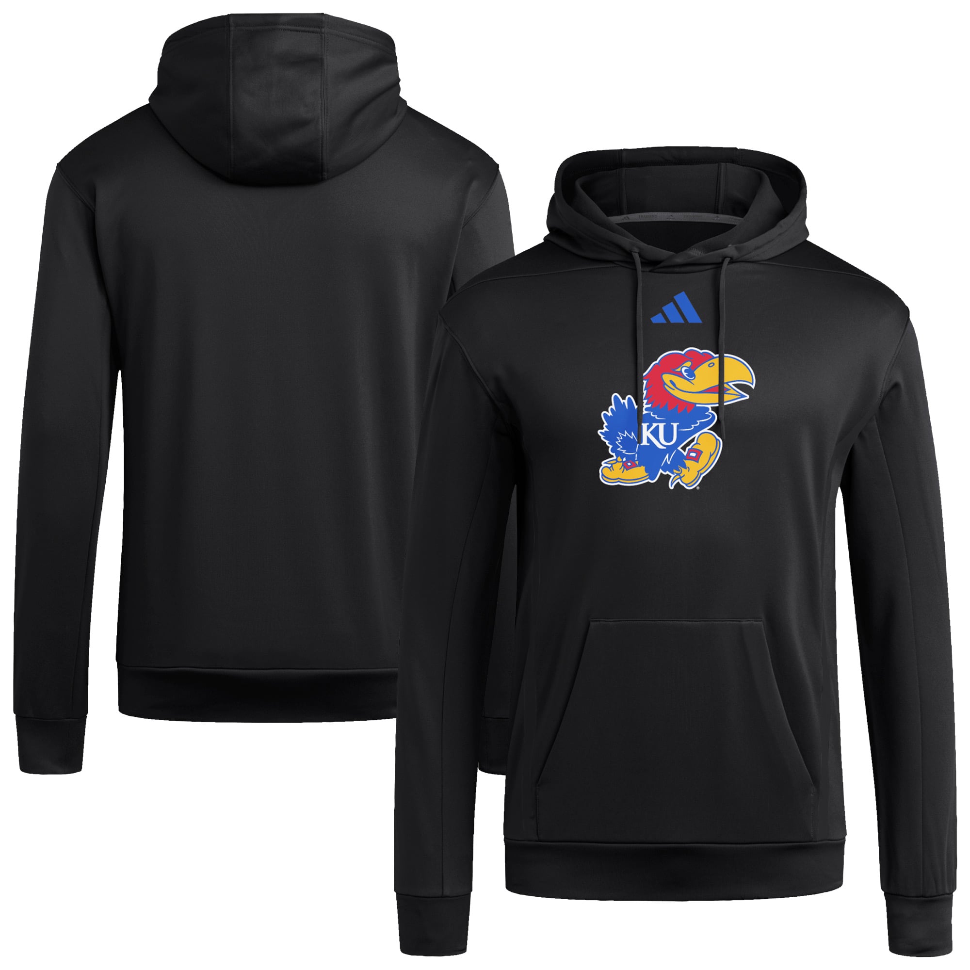 Men's adidas  Black Kansas Jayhawks Locker Logo Fleece Pullover Hoodie