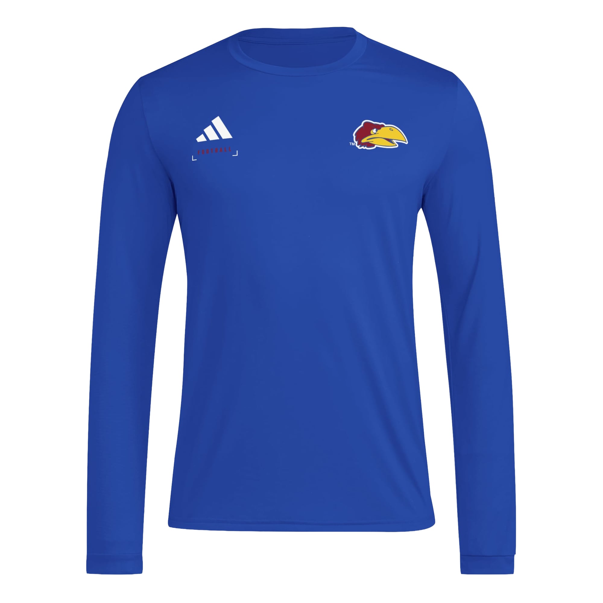 Men's adidas  Royal Kansas Jayhawks Locker Football Icon AEROREADY Pre-Game Long Sleeve T-Shirt
