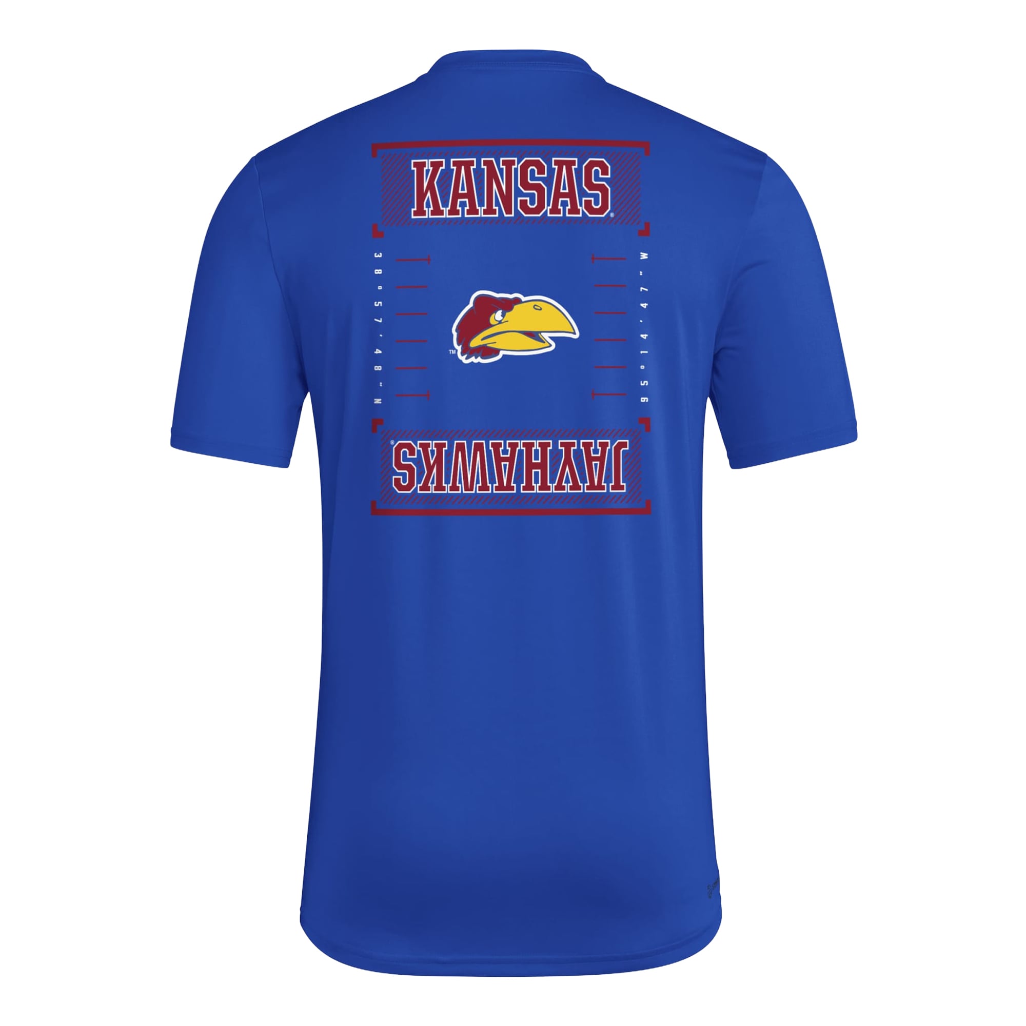 Men's adidas Royal Kansas Jayhawks Locker Football Icon AEROREADY Pre-Game T-Shirt