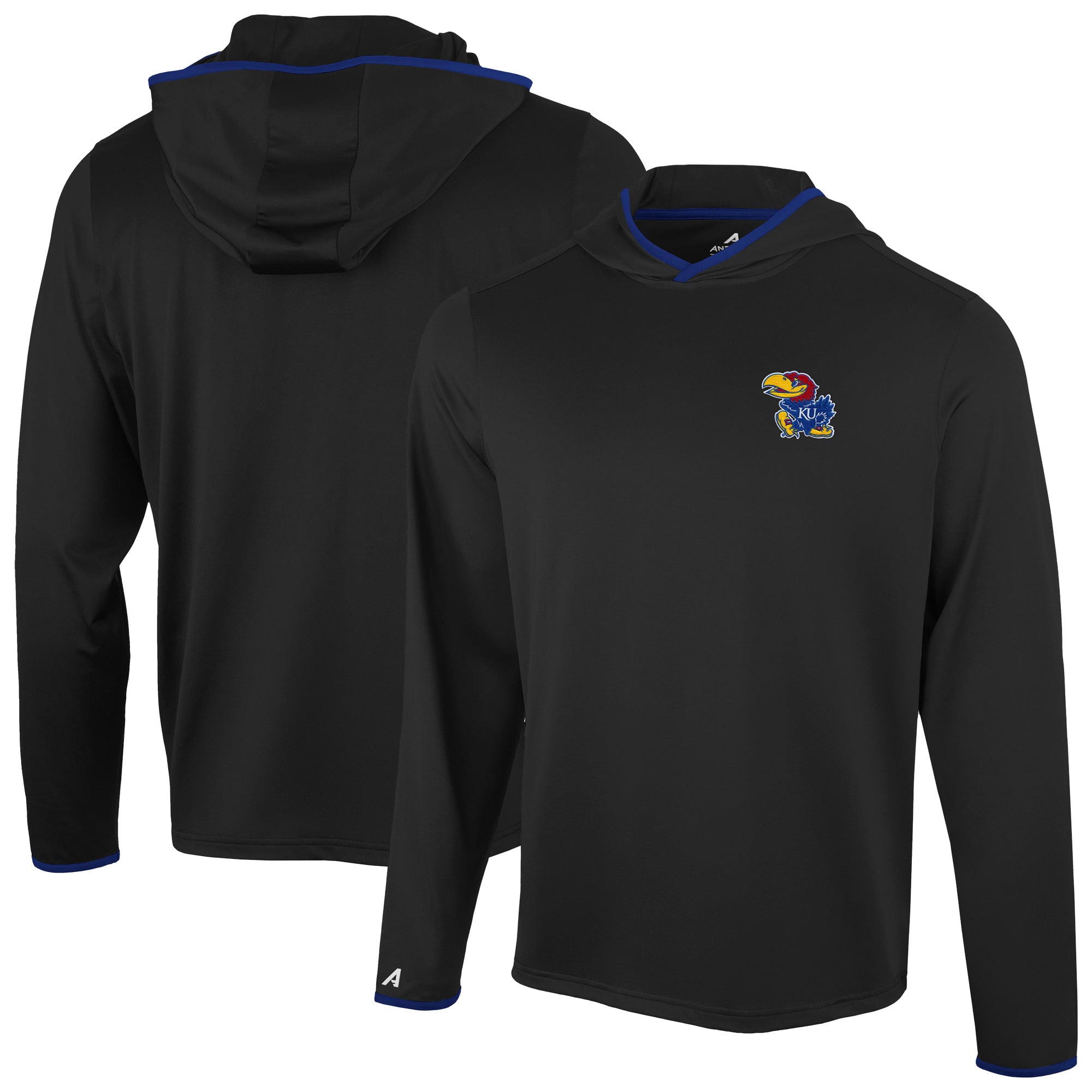 Men's Antigua  Black Kansas Jayhawks Brink Color Pop Long Sleeve Hoodie T-Shirt