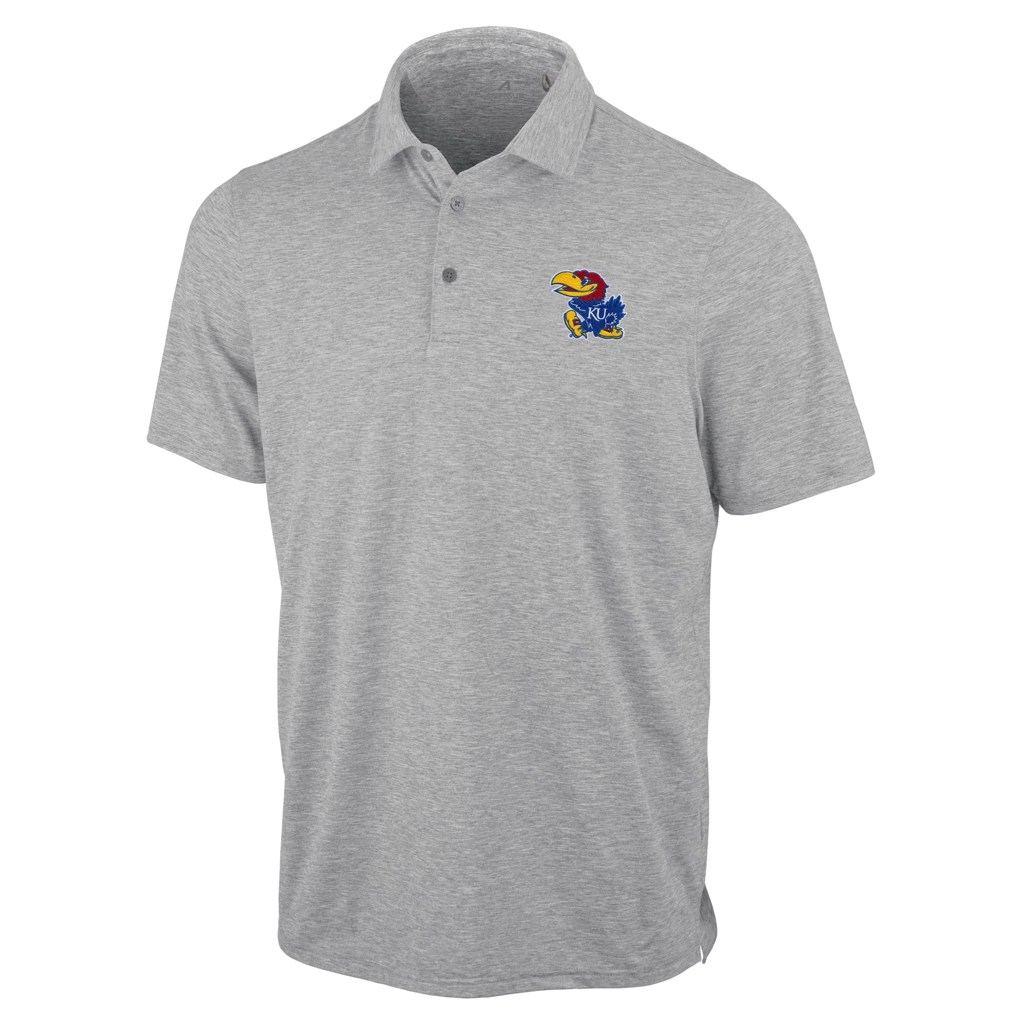 Men's Antigua Heather Gray Kansas Jayhawks Static Polo
