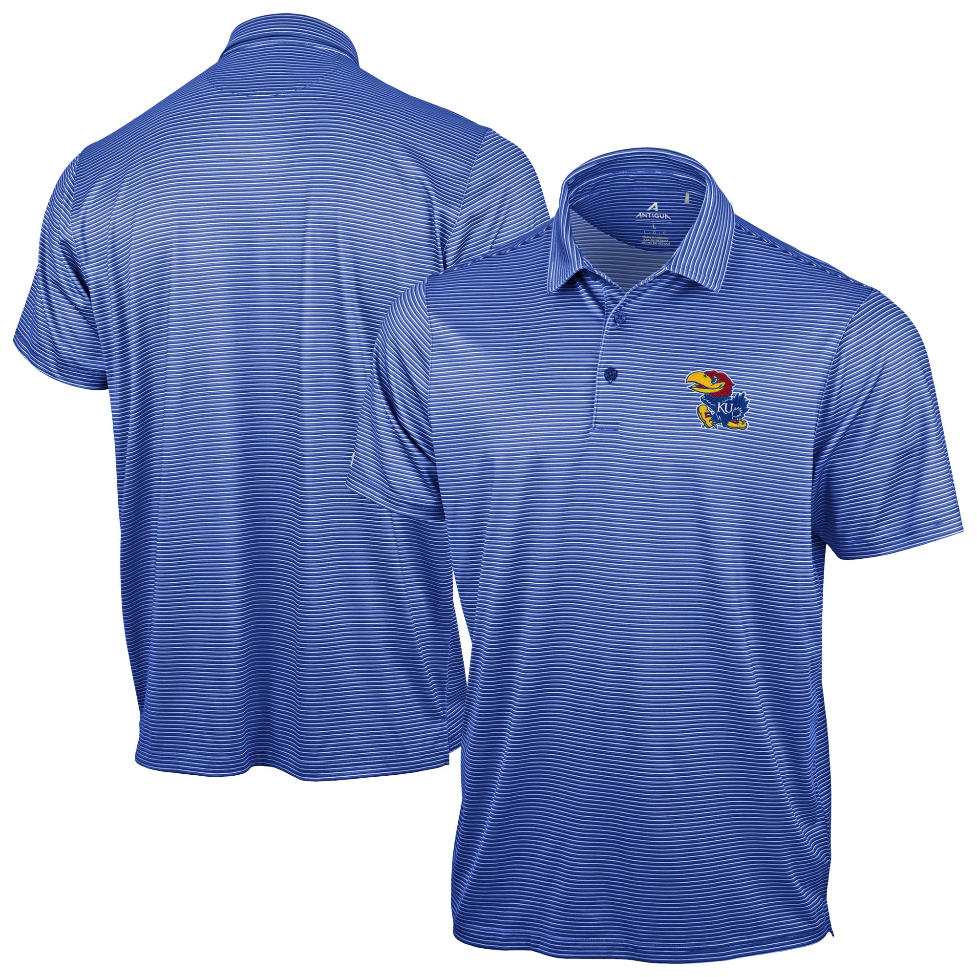 Men's Antigua Royal Kansas Jayhawks Lineage Polo