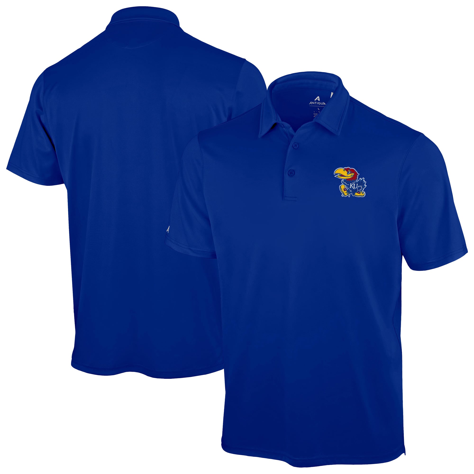 Men's Antigua Royal Kansas Jayhawks Unshakeable Solid Polo