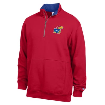  Kansas Jayhawks Champion Fleece Quarter-Zip Pullover - Red
