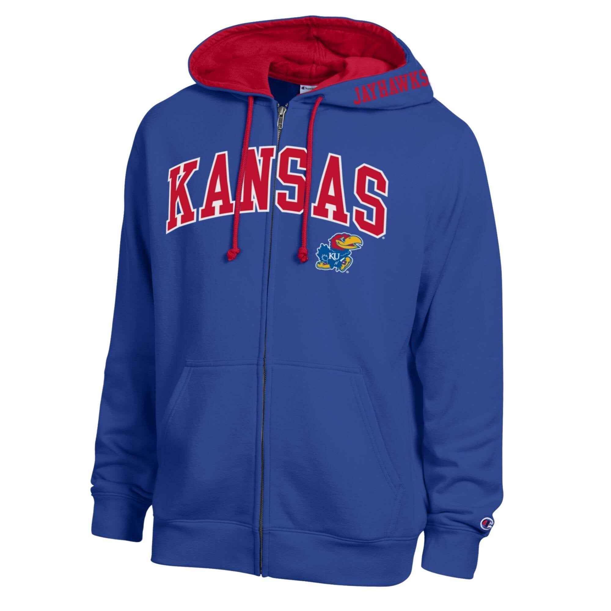 Sweat à capuche zippé en polaire Champion Royal Kansas Jayhawks pour homme