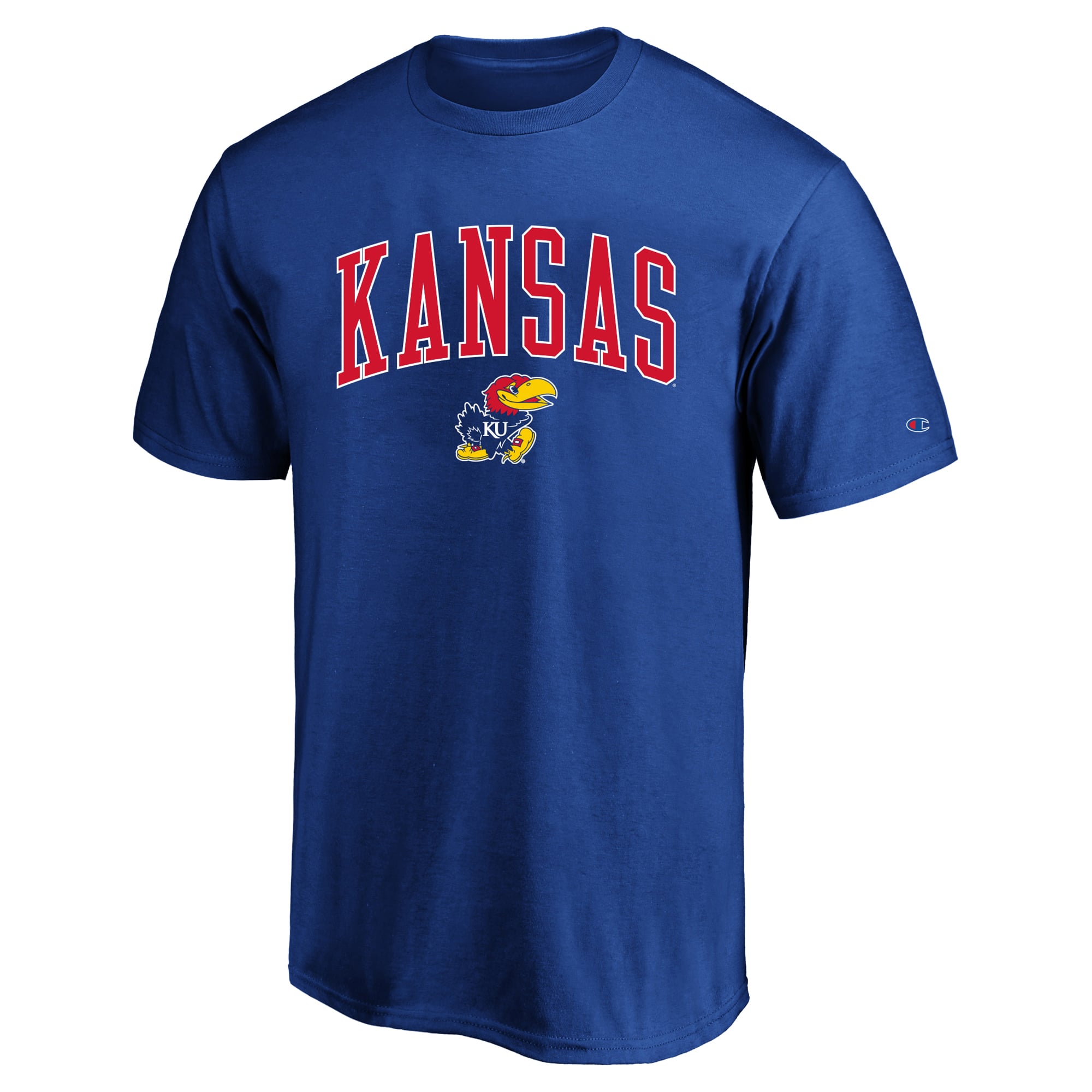 Men's Champion Royal Kansas Jayhawks Big & Tall Team Arch Over Wordmark T-Shirt