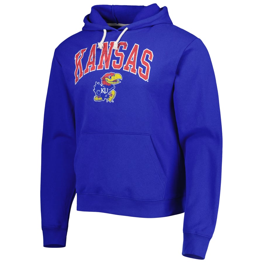 Kansas Jayhawks League Collegiate Wear Arch Essential Pullover Hoodie -  Royal