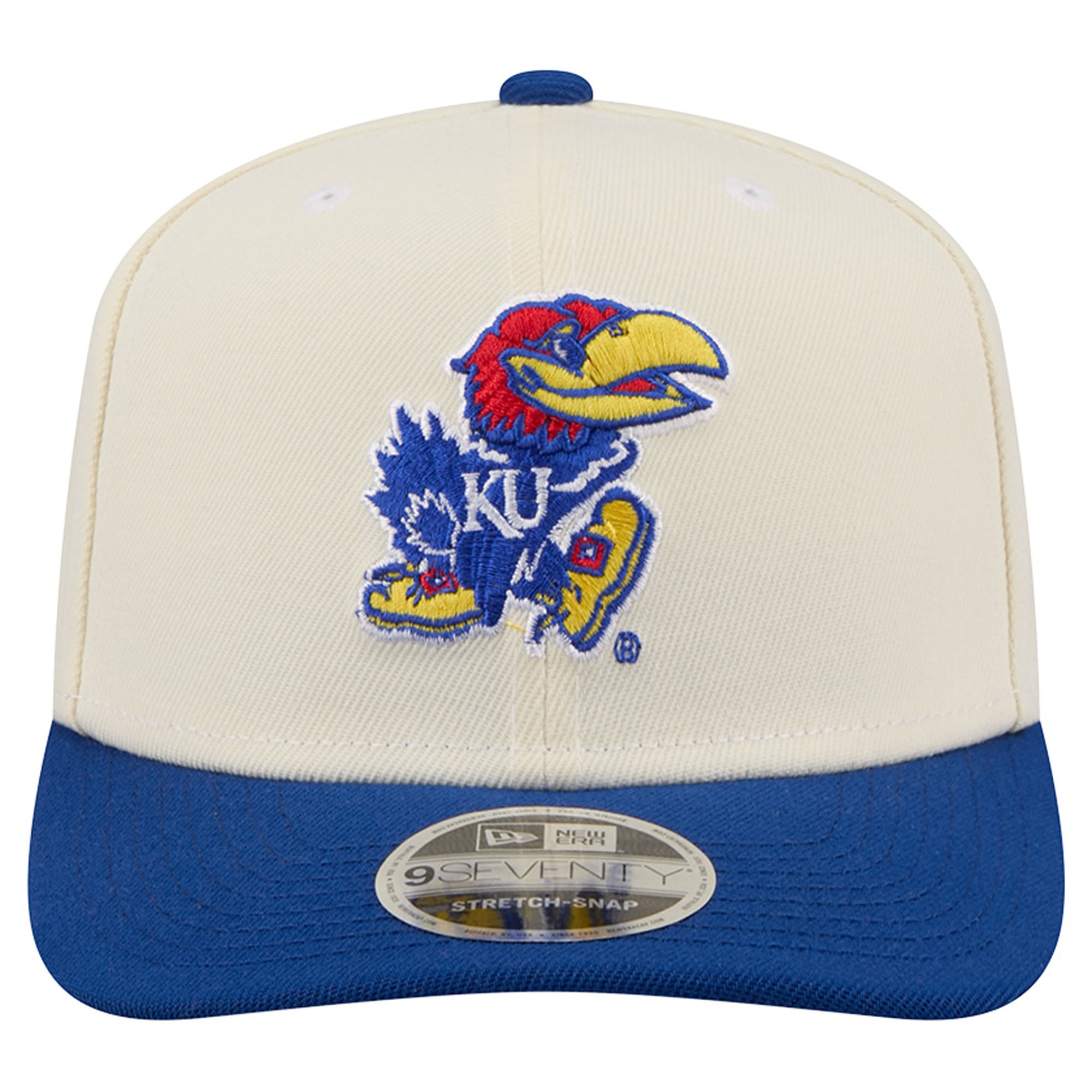 Men's New Era Cream/Royal Kansas Jayhawks America's 250th 9SEVENTY Adjustable Hat