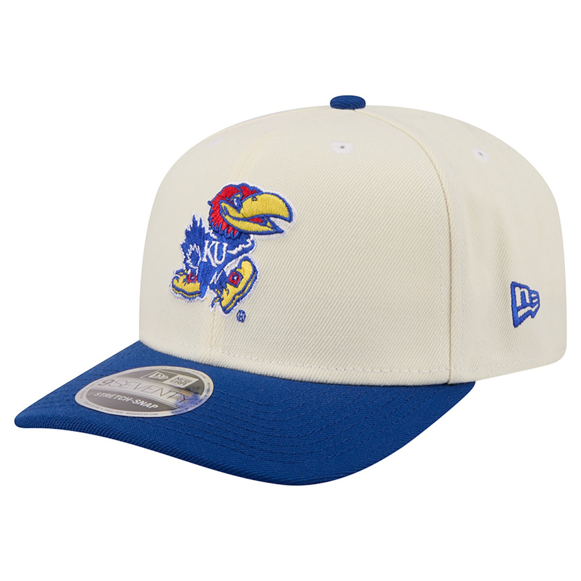 Men's New Era Cream/Royal Kansas Jayhawks America's 250th 9SEVENTY Adjustable Hat