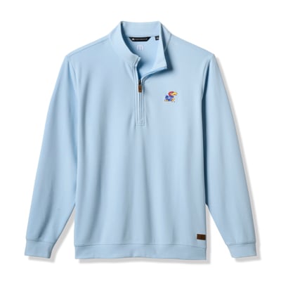 Kansas Jayhawks TravisMathew Cloud Home Game Quarter-Zip Tri-Blend Pullover - Light Blue