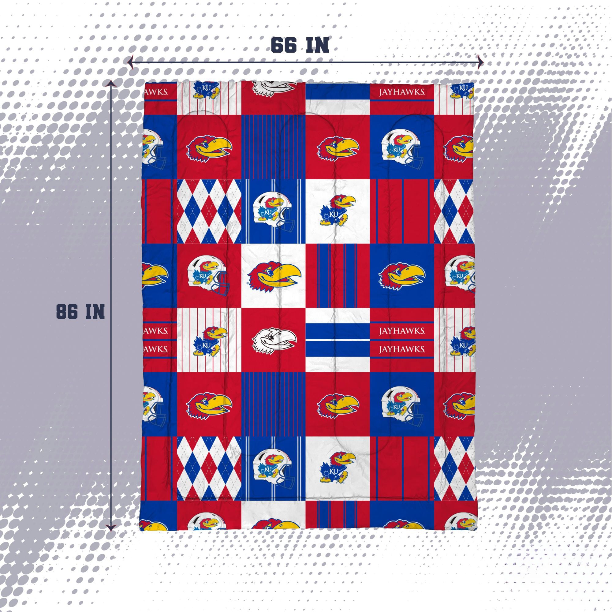 Pegasus Kansas Jayhawks Patchwork Plaid Two-Piece Twin/Twin XL Bed in a Bag Set