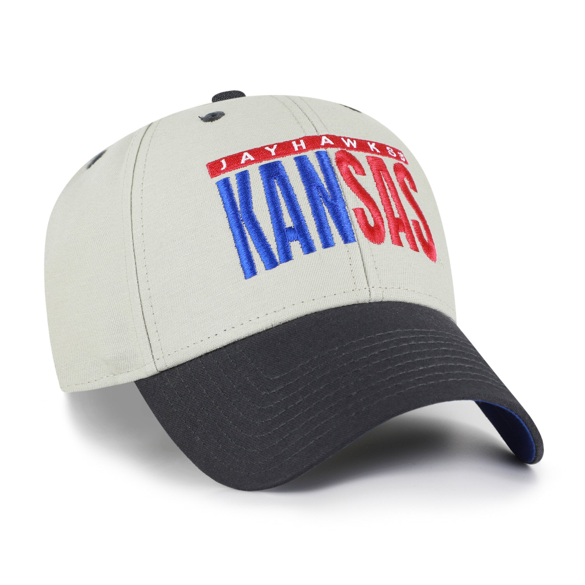 Casquette unisexe ajustable '47 grise/noire Kansas Jayhawks, inscription demi-bloc MVP