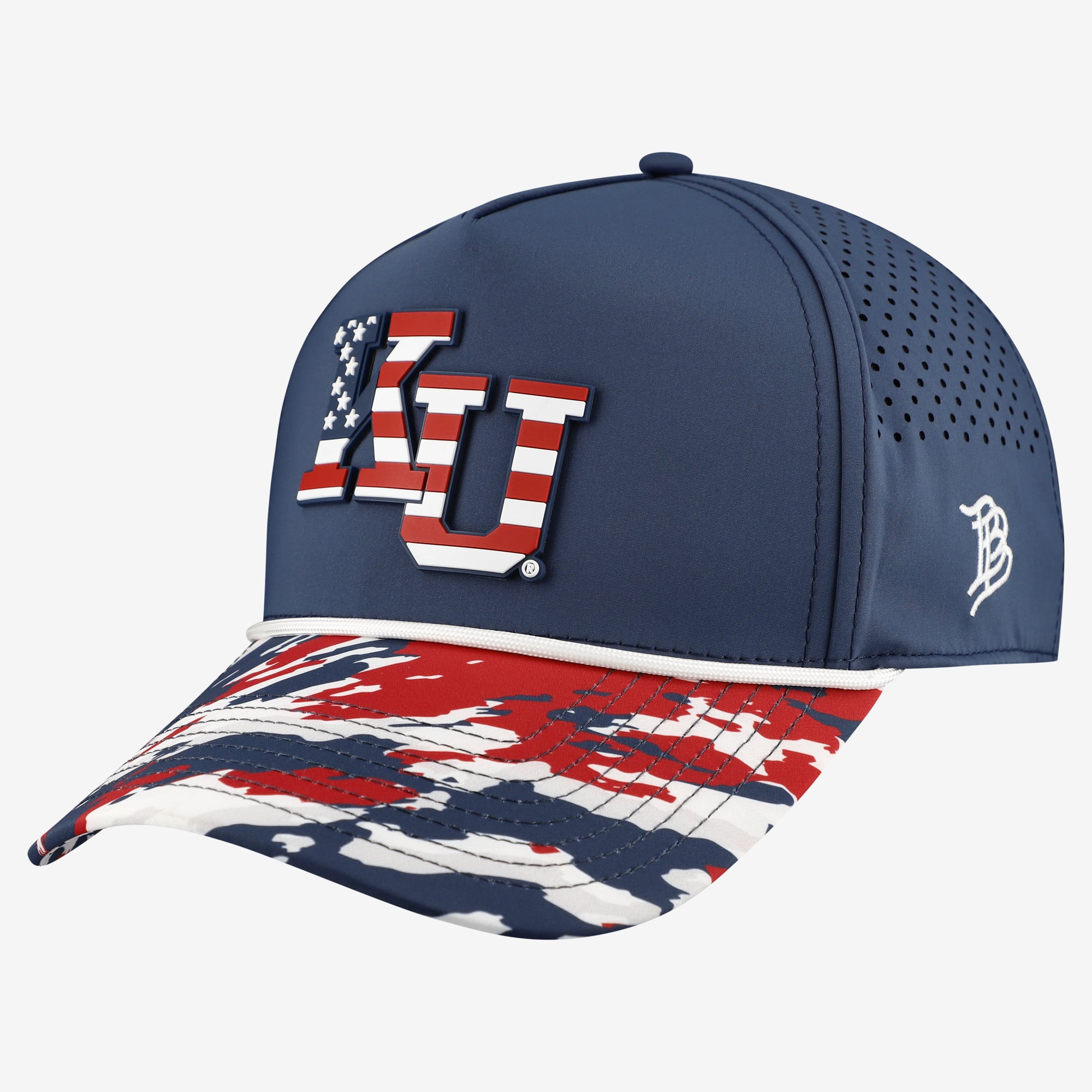 Unisex Branded Bills Navy Kansas Jayhawks Stars & Stripes Rope Adjustable Hat