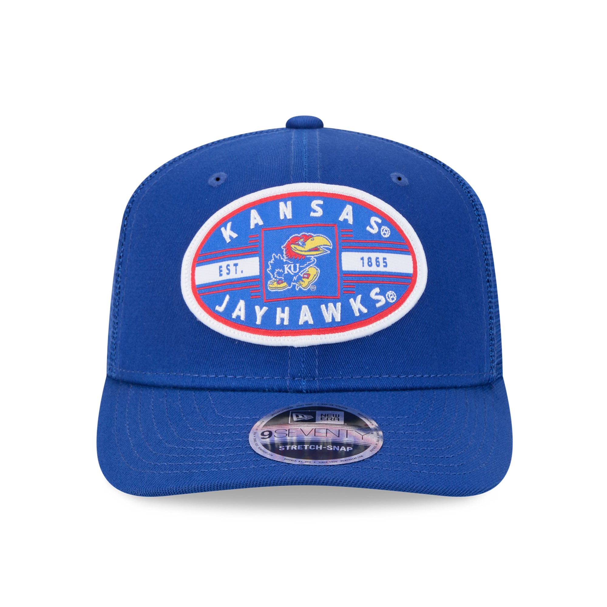 Casquette trucker unisexe New Era Royal Kansas Jayhawks Inline Patch 9SEVENTY, ajustable