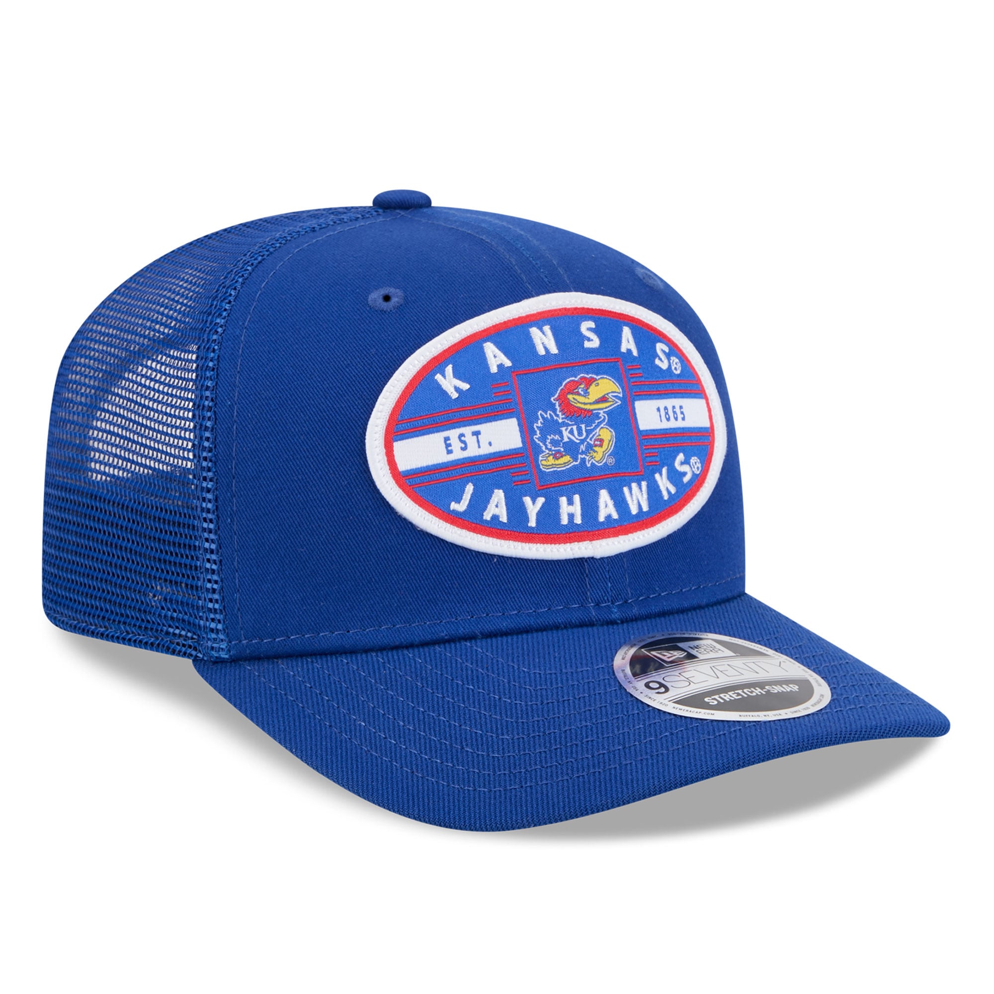 Casquette trucker unisexe New Era Royal Kansas Jayhawks Inline Patch 9SEVENTY, ajustable