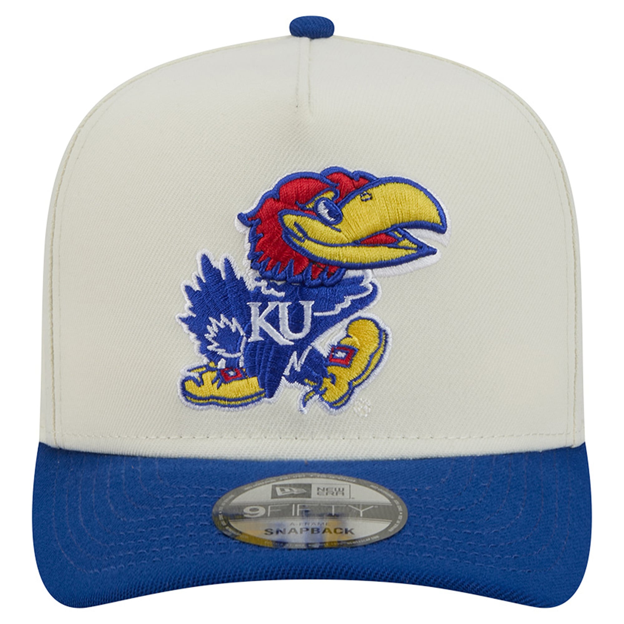 Unisex New Era White/Royal Kansas Jayhawks A-Frame 9FIFTY Snapback Hat