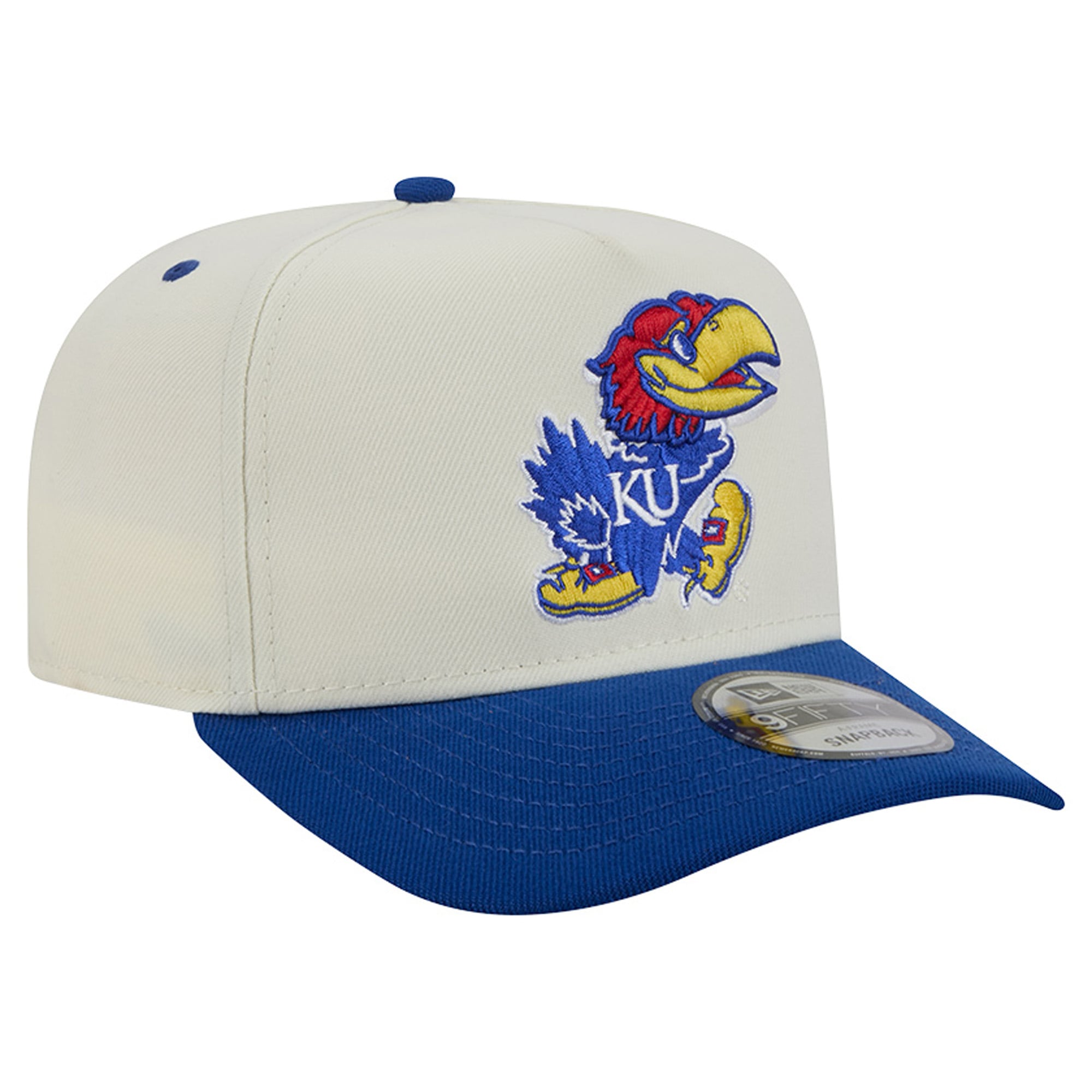Unisex New Era White/Royal Kansas Jayhawks A-Frame 9FIFTY Snapback Hat