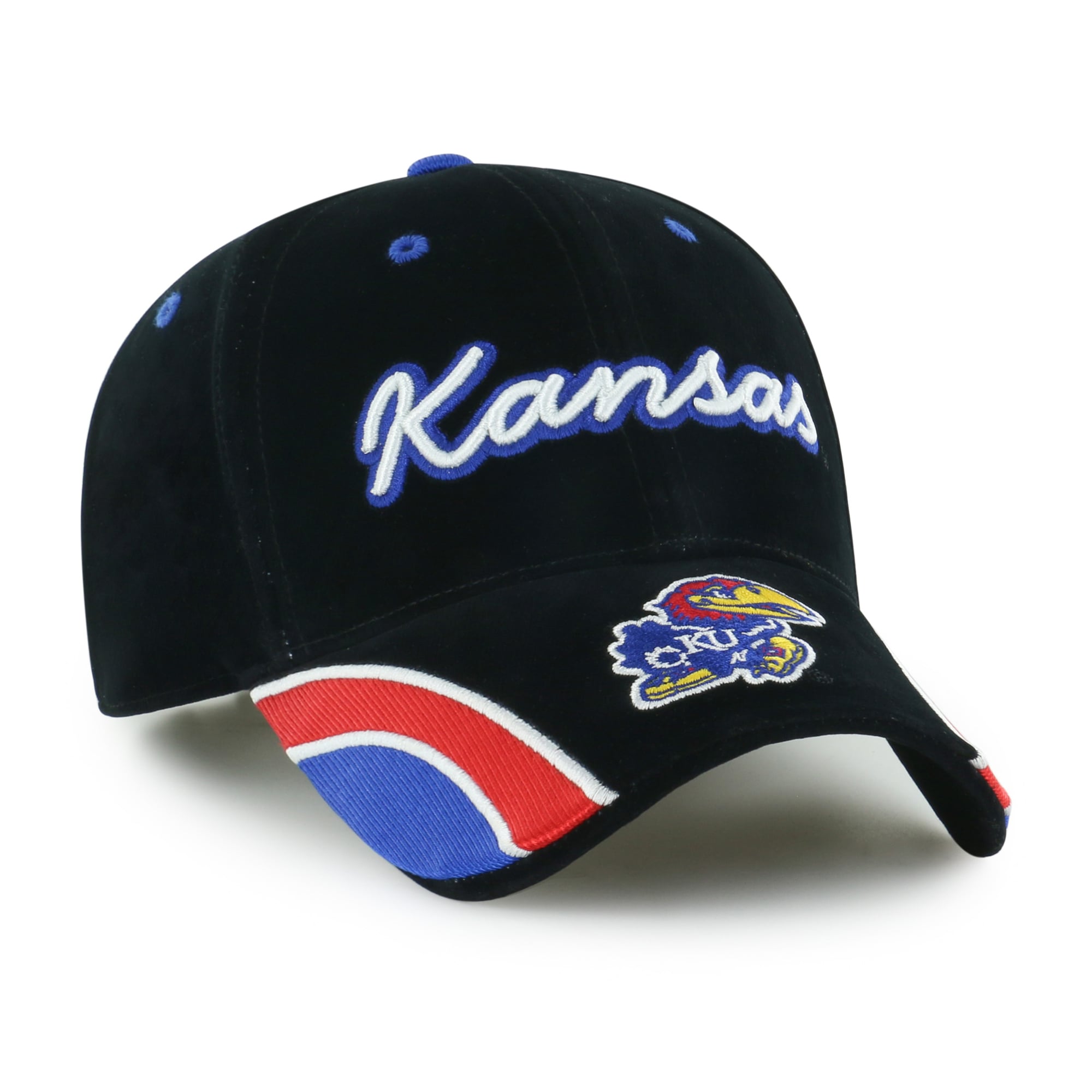 Casquette ajustable pour femme '47 Kansas Jayhawks en velours denim noir avec inscription MVP
