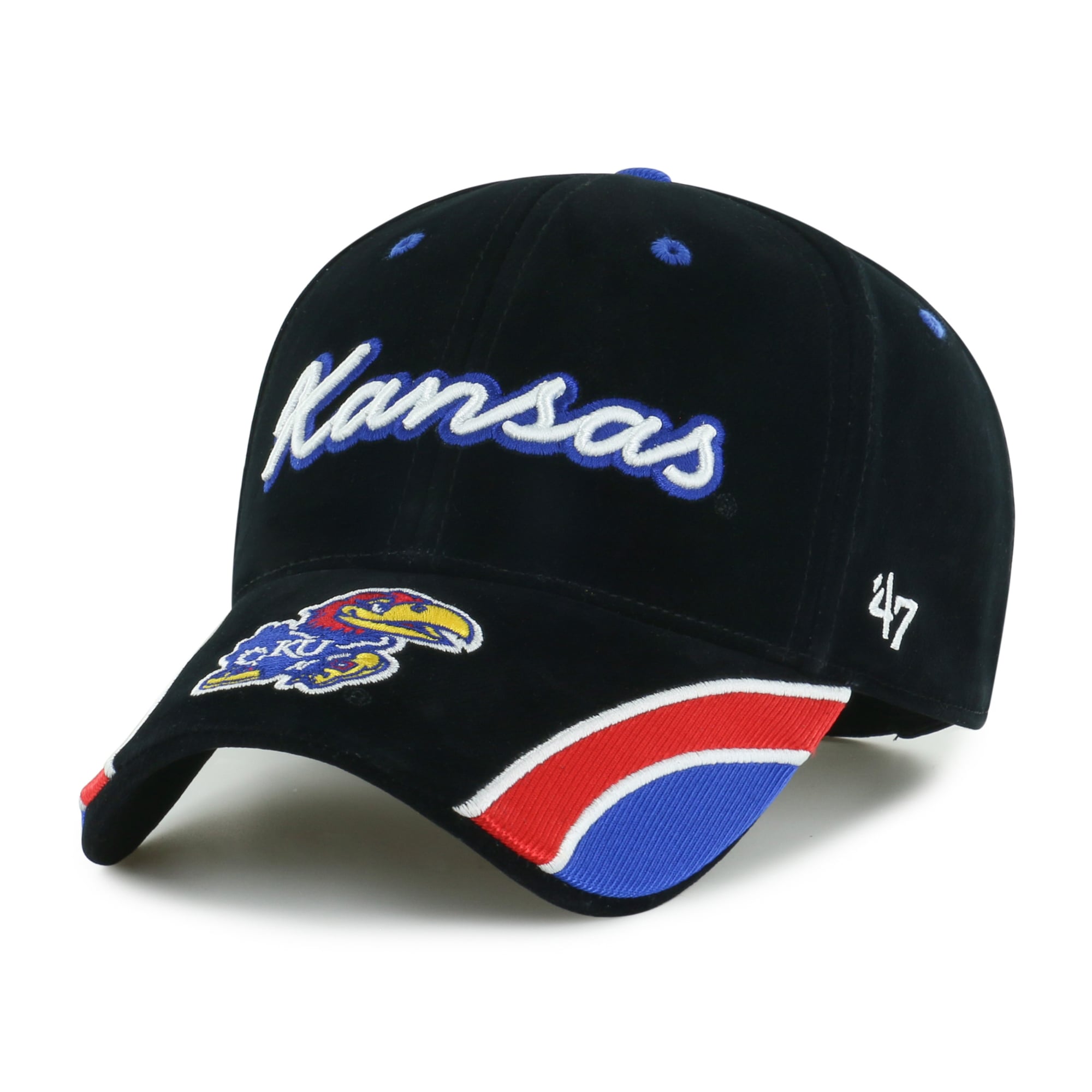 Casquette ajustable pour femme '47 Kansas Jayhawks en velours denim noir avec inscription MVP